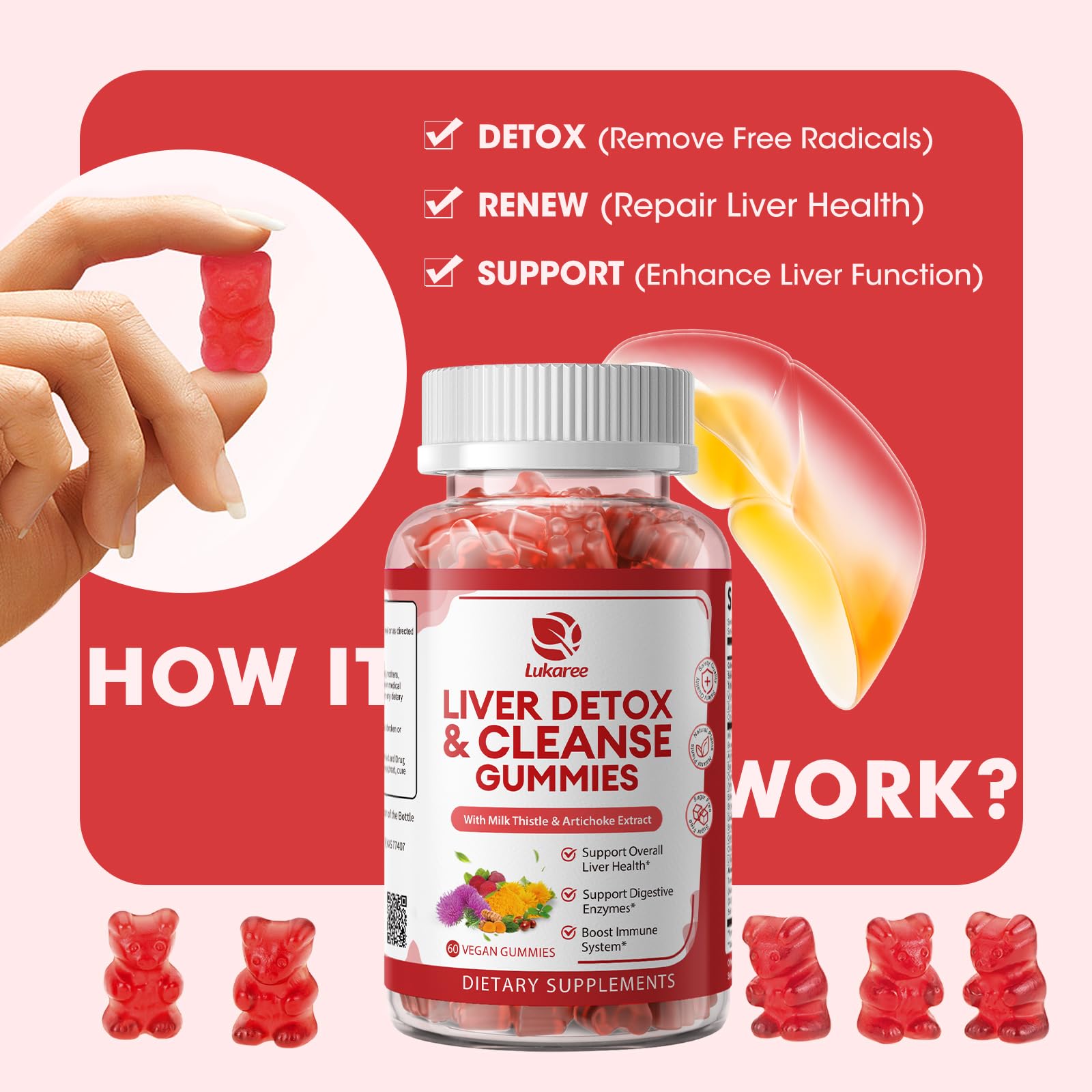 Lukaree Liver Cleanse Gummies | Milk Thistle & Artichoke


