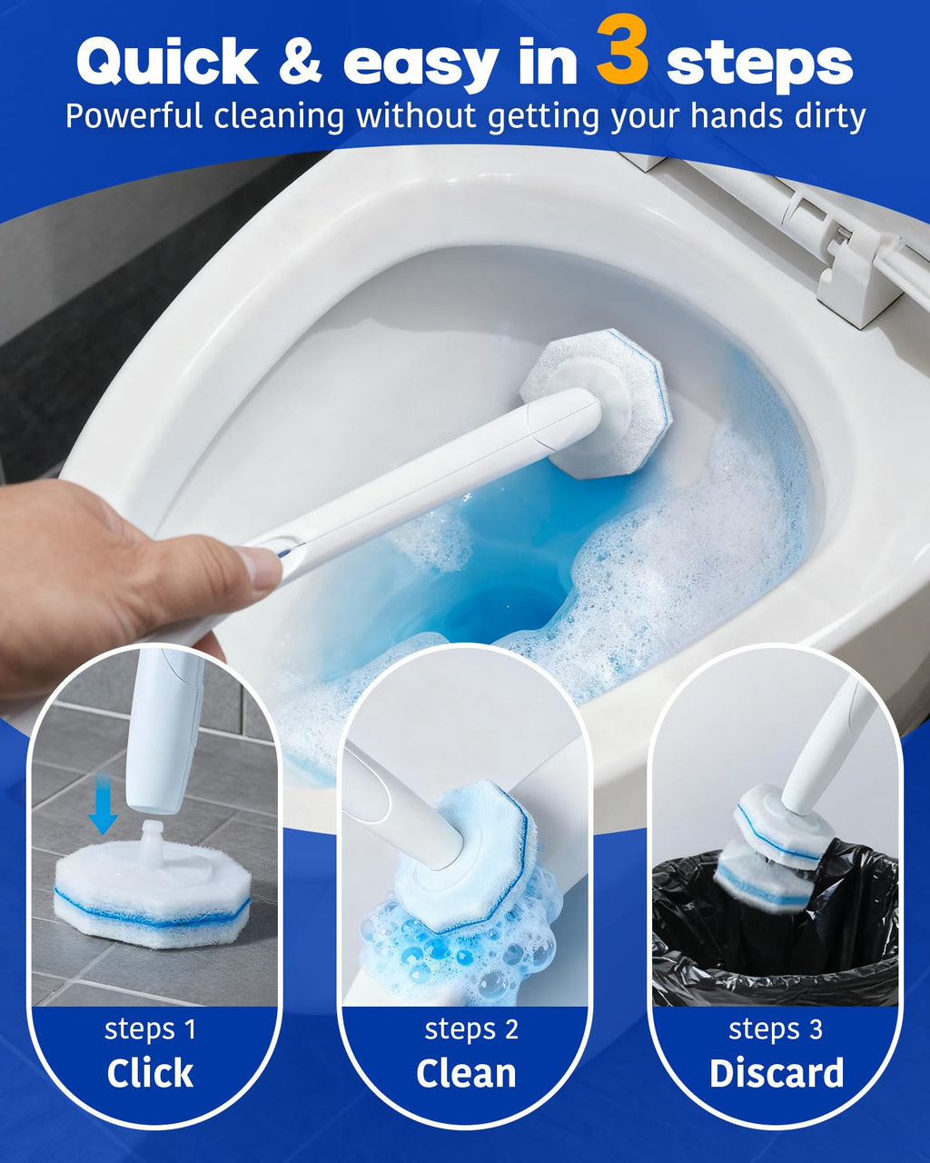 Clorox Toilet Brush Refills with Snap-On Wand

