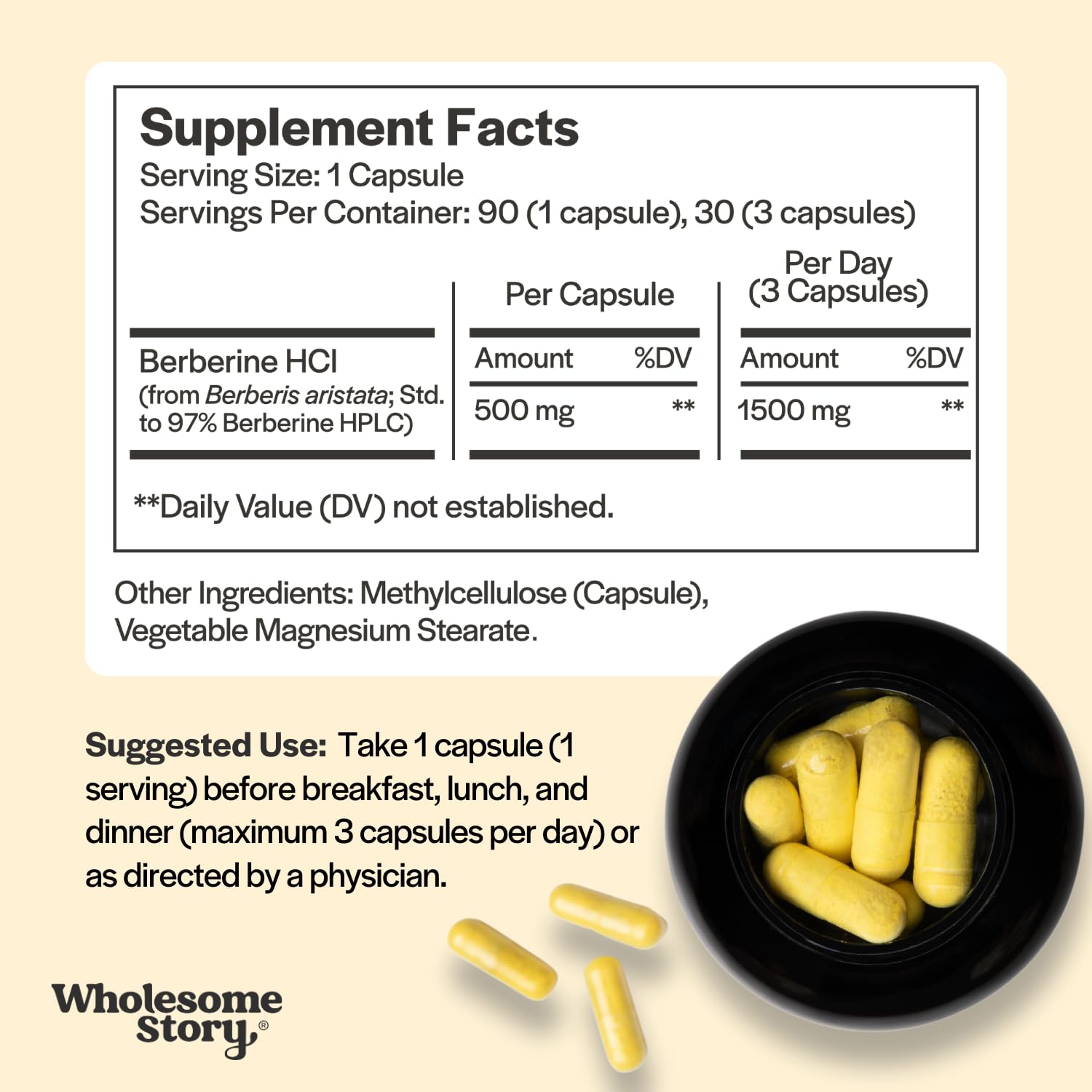 Wholesome Promise Berberine HCl 1500mg | Metabolic Support

