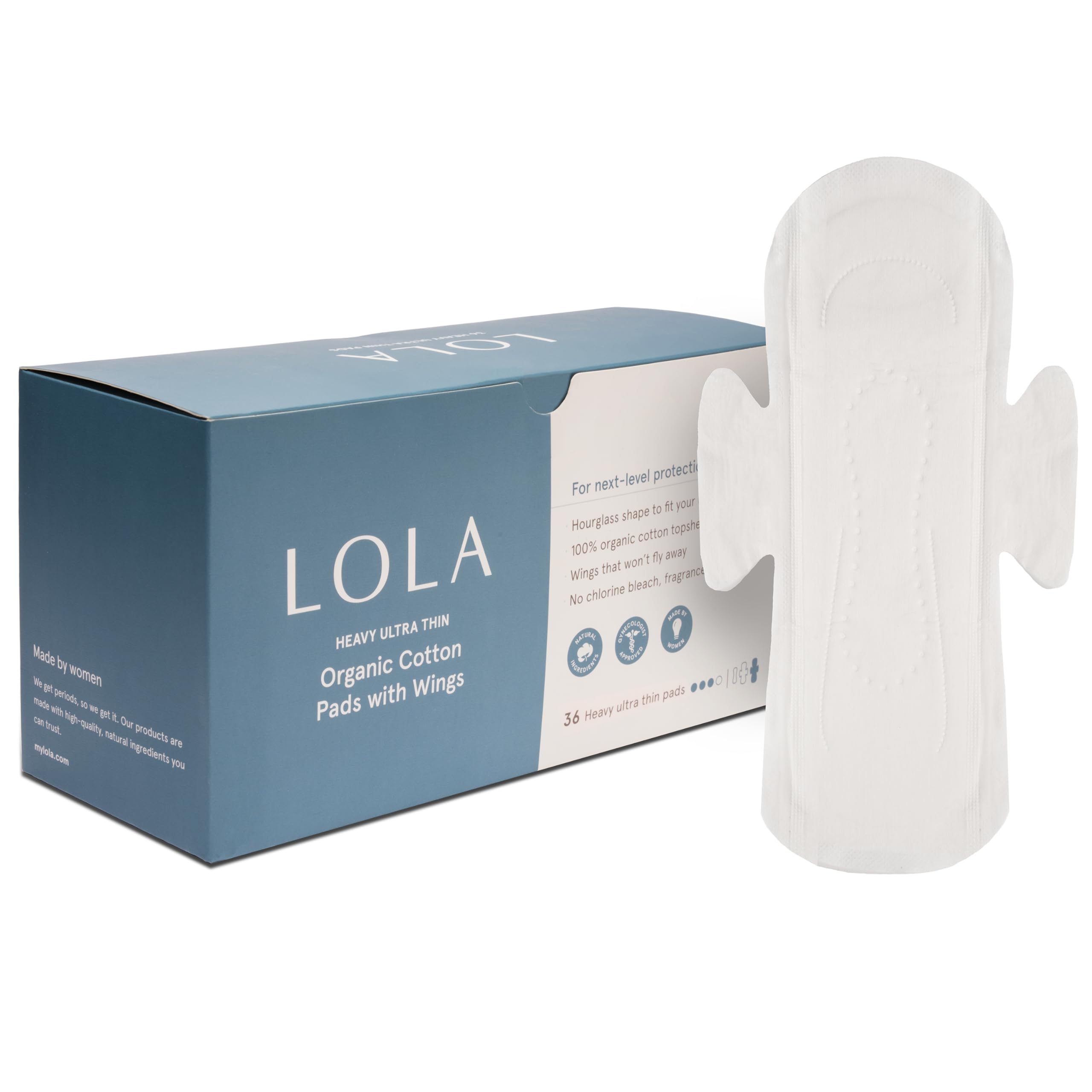LOLA Cotton Pads with Wings - Organic Hypoallergenic