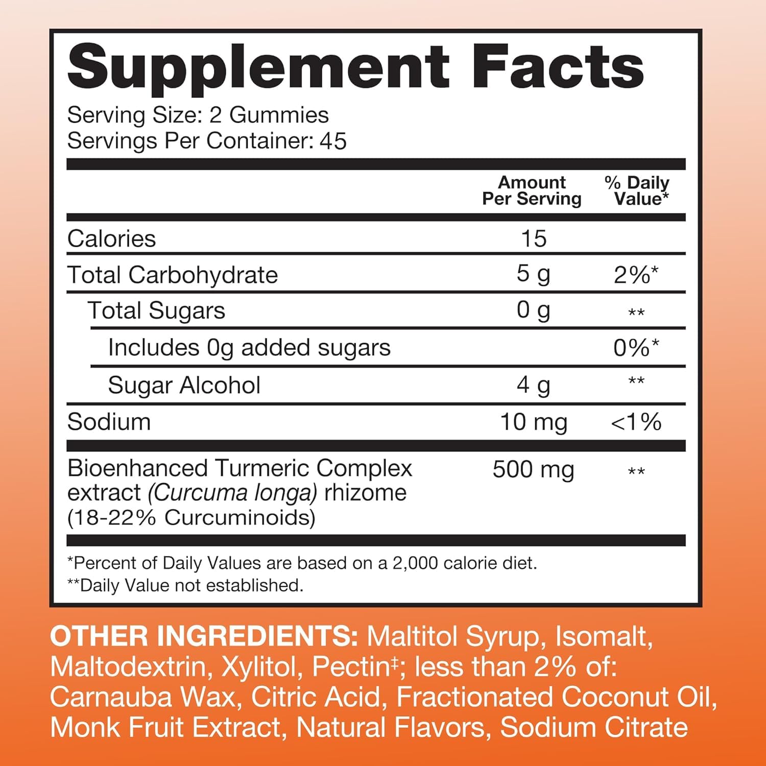Qunol Zero Sugar Turmeric Gummies Curcumin | Joint Support

