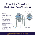 Drive Medical Folding Bedside Commode Chair 3-in-1

