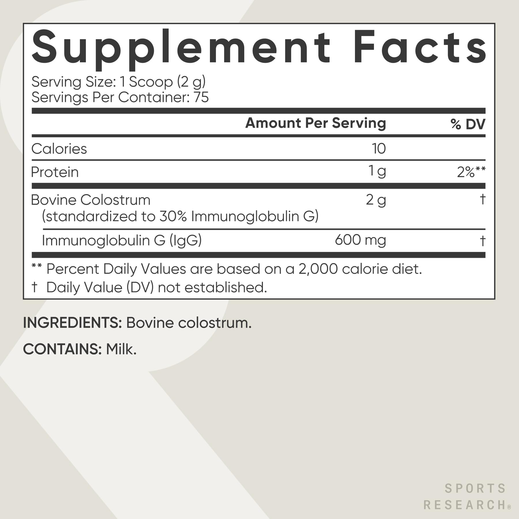 Sports Research Bovine Colostrum Powder – Immunity Support

