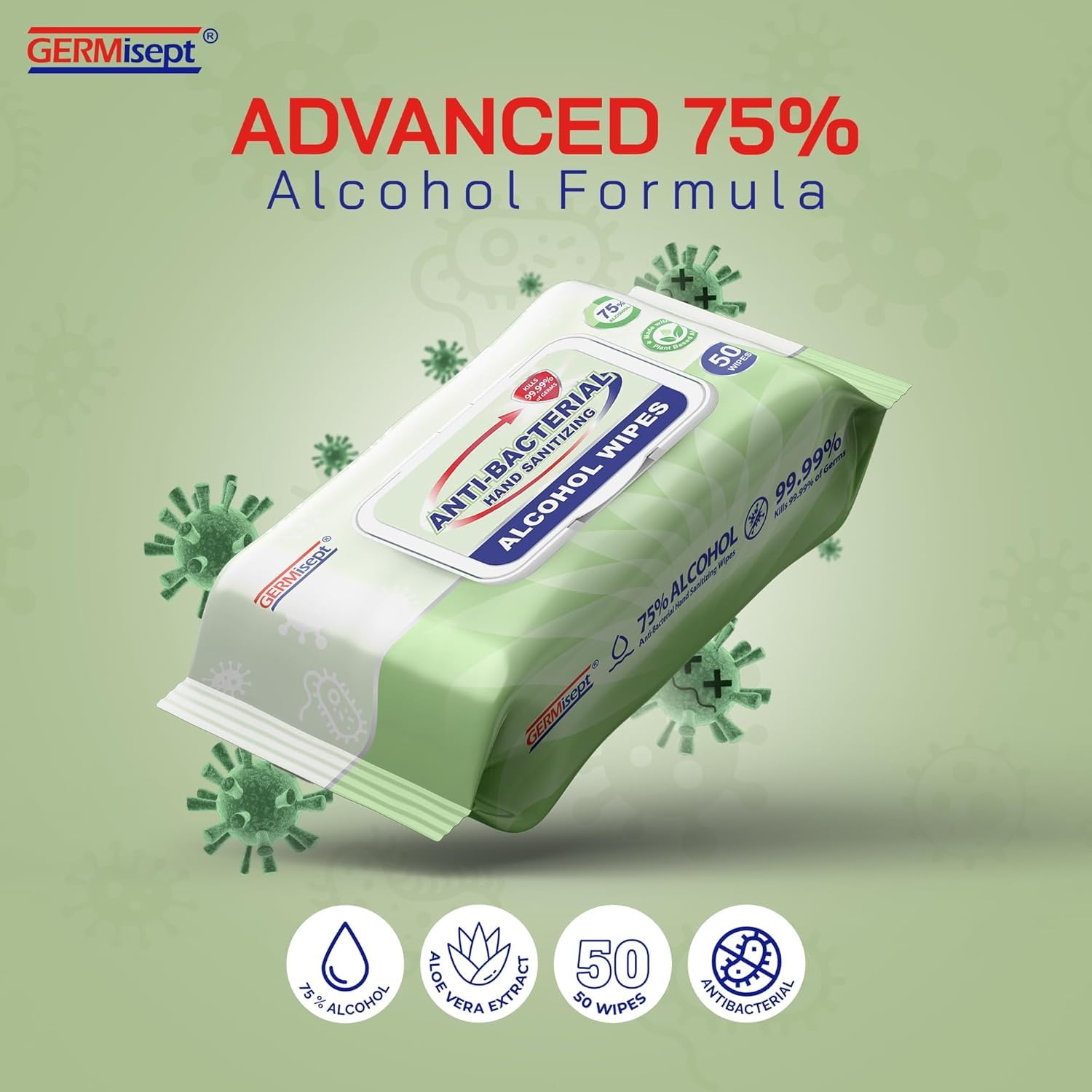 Germisept Hand Sanitizing Wipes - 75% Alcohol

