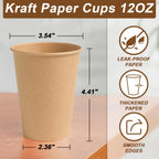 BYSNOW Disposable Kraft Paper Cups for Hot or Cold Beverages


