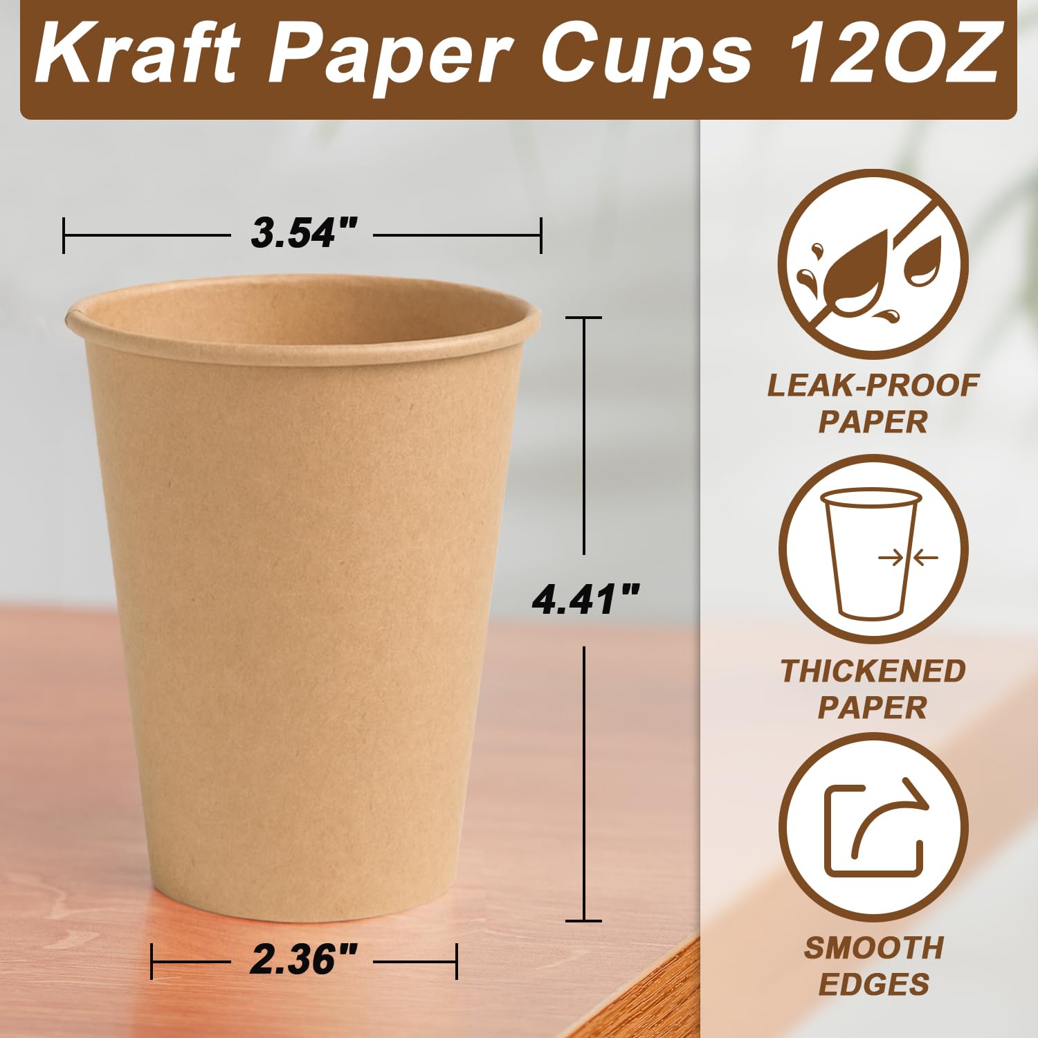 BYSNOW Disposable Kraft Paper Cups for Hot or Cold Beverages

