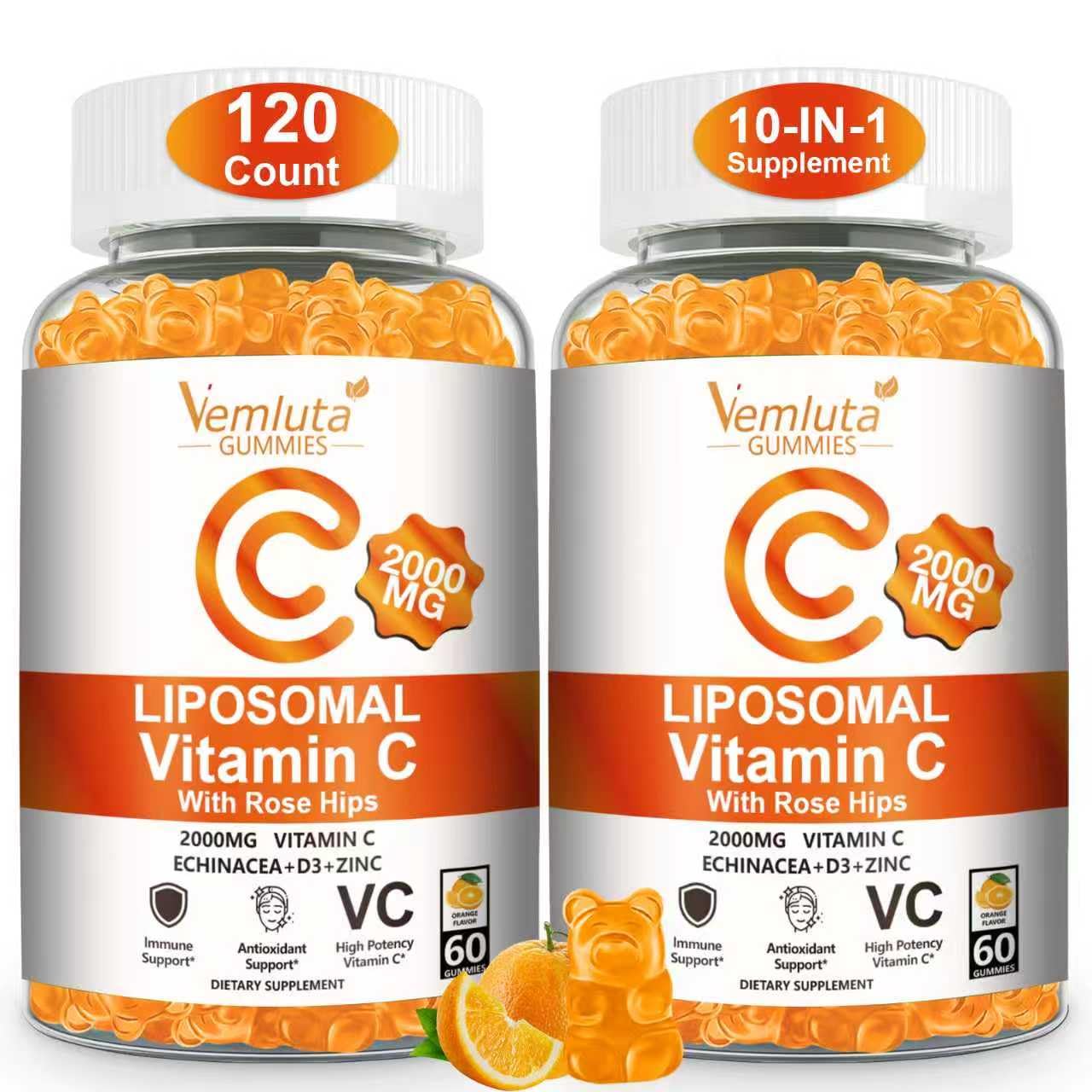 Vemluta Liposomal Vitamin C Gummies with D3 Immune Support

