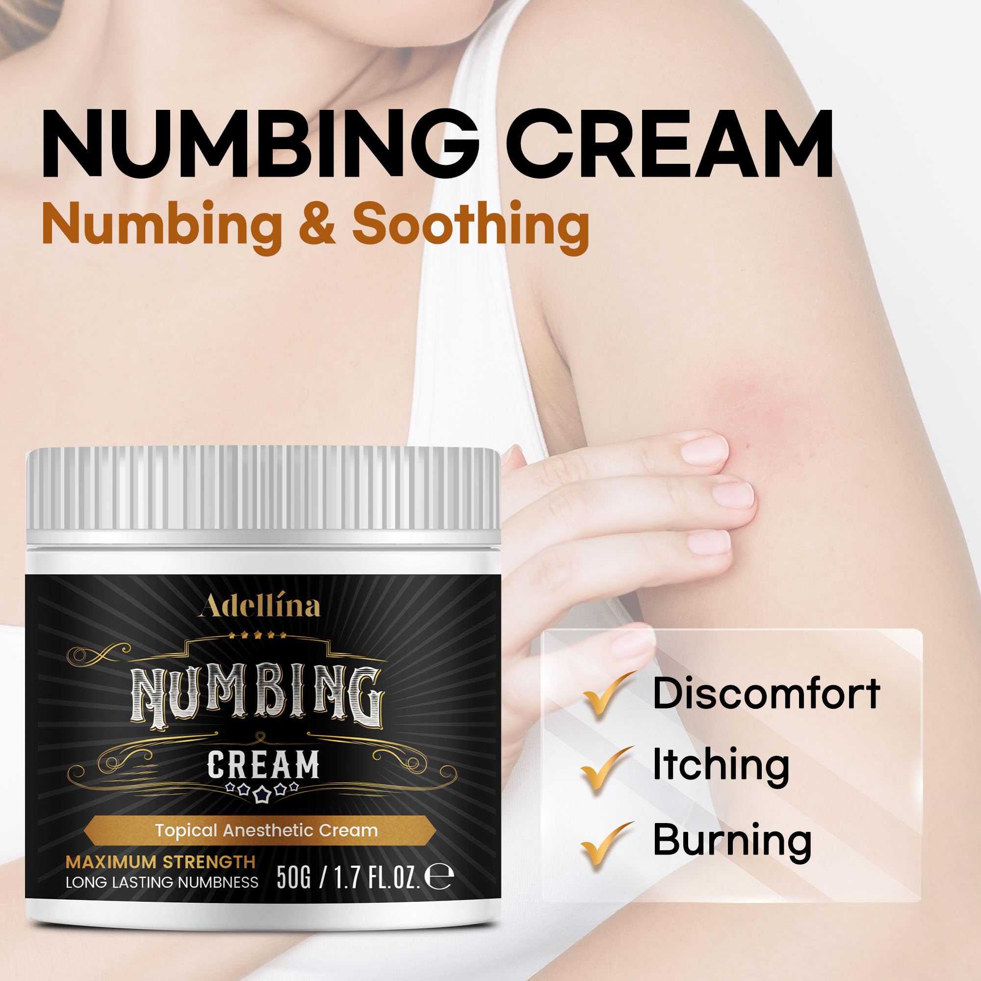 Adellina Numbing Cream Maximum Strength Arnica & Emu Oil

