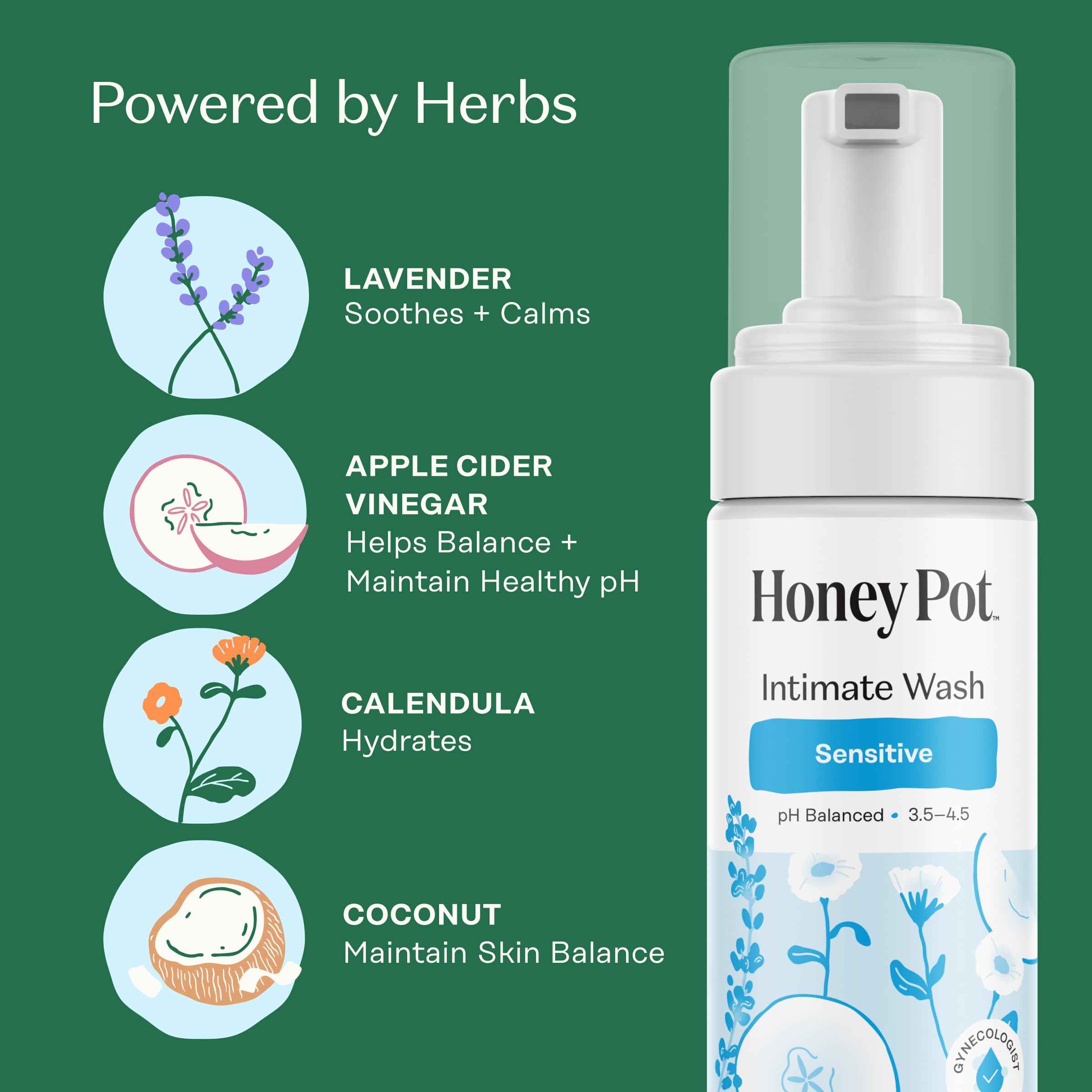 The Honey Pot Sensitive Feminine Wash - pH Balanced Plant-Based

