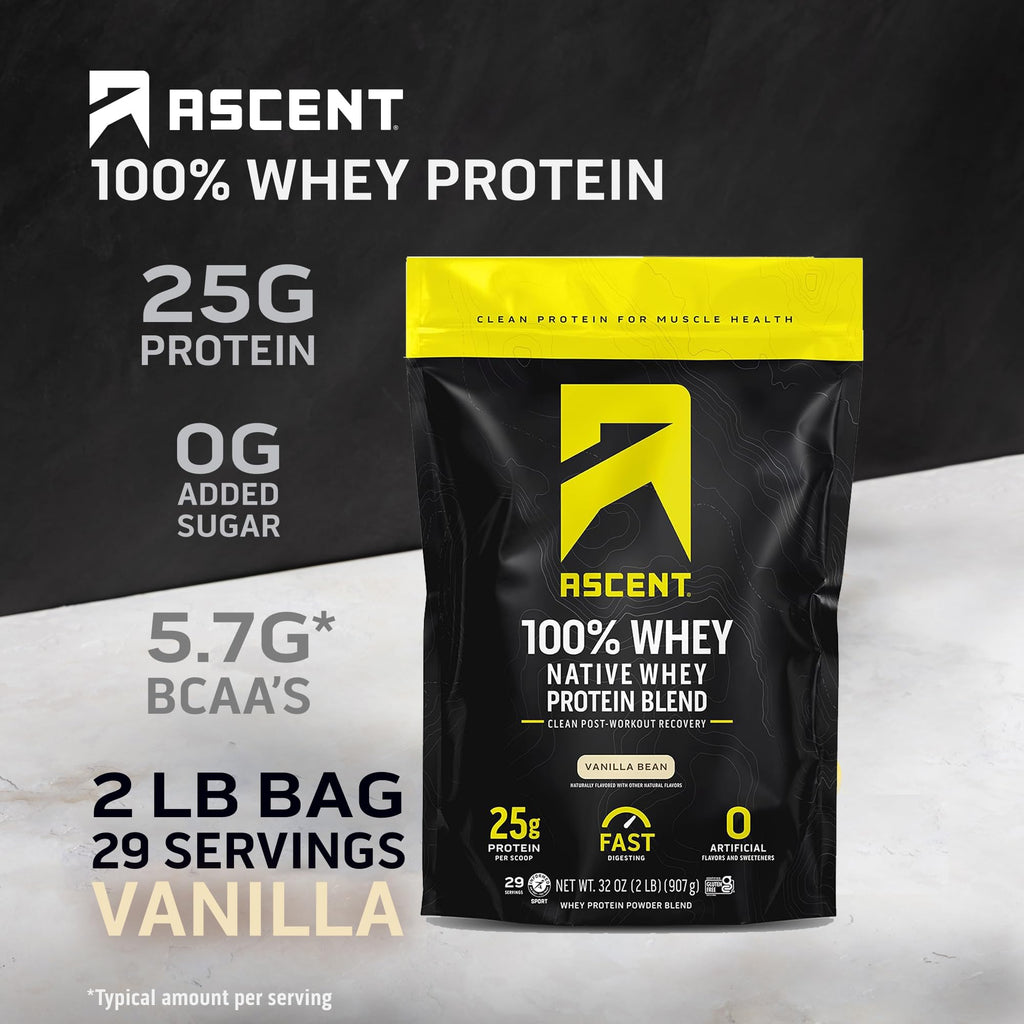 Ascent 100% Whey Protein Powder - Post Workout Isolate

