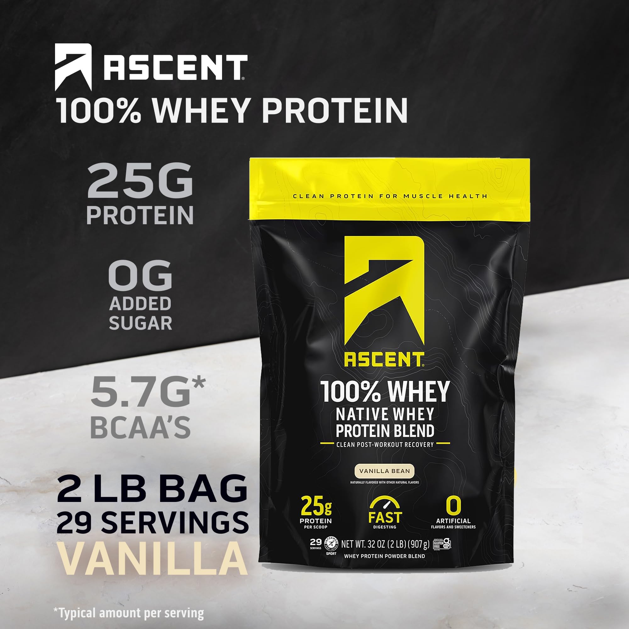 Ascent 100% Whey Protein Powder - Post Workout Isolate

