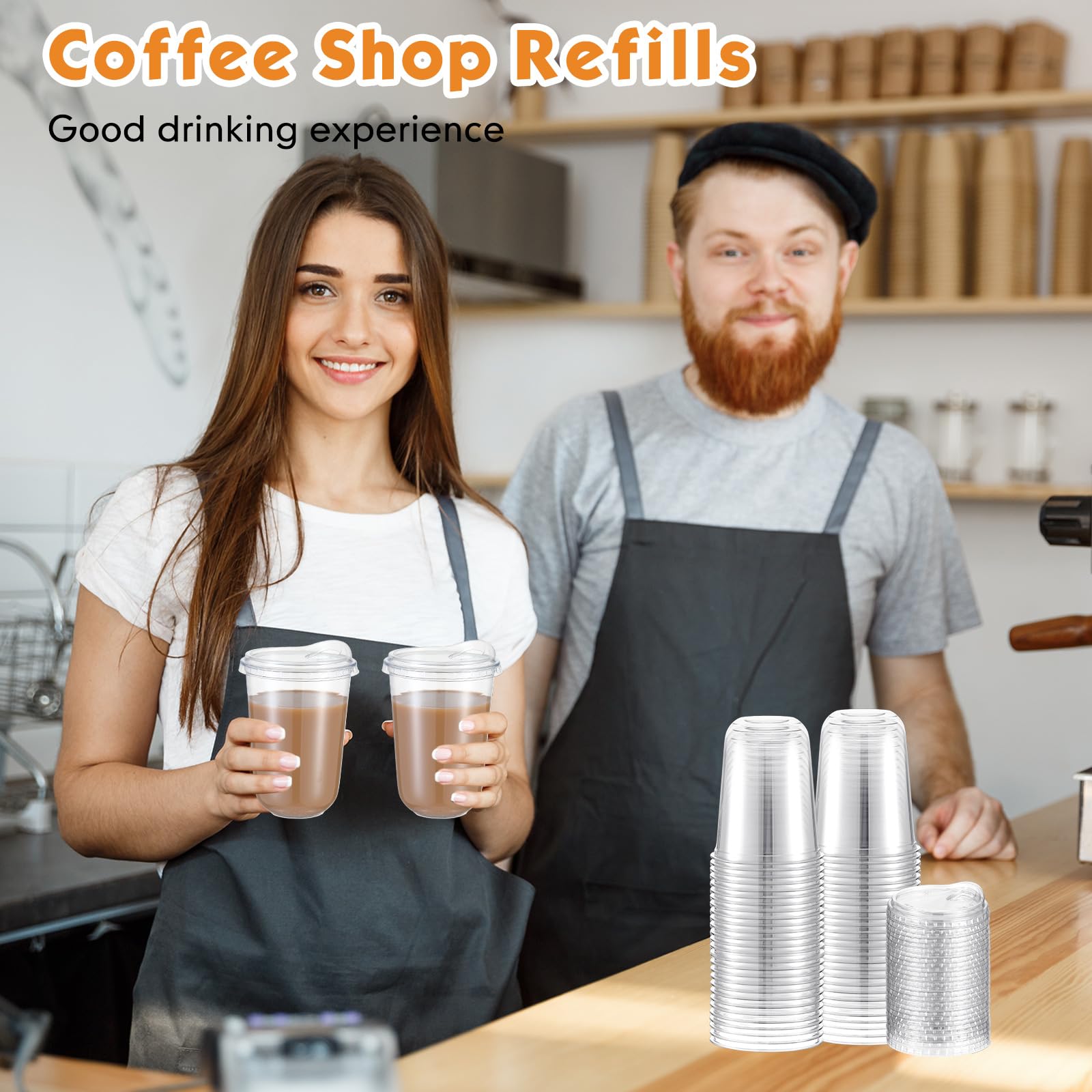 Baderke Disposable Cups with Sip Lids - Round Bottom

