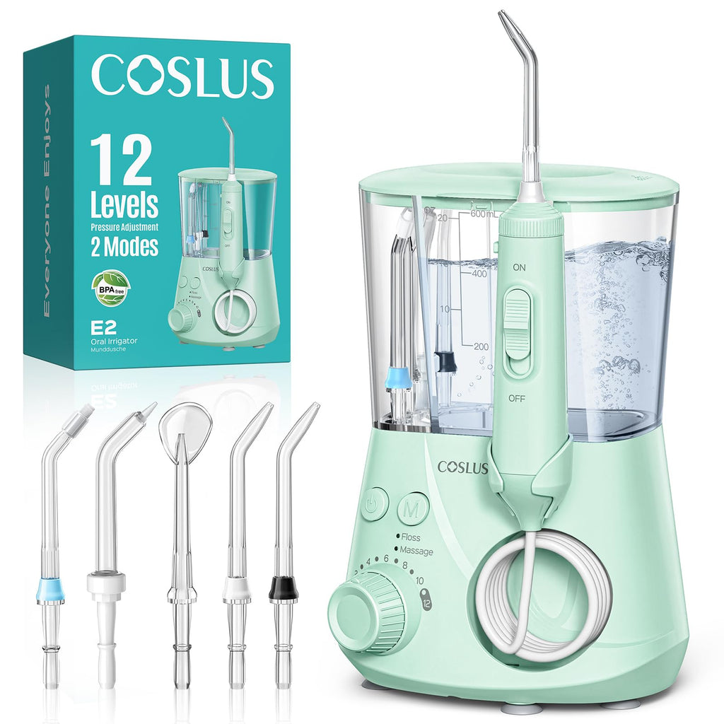 COSLUS E2 Water Flosser – 12 Settings, 2 Modes

