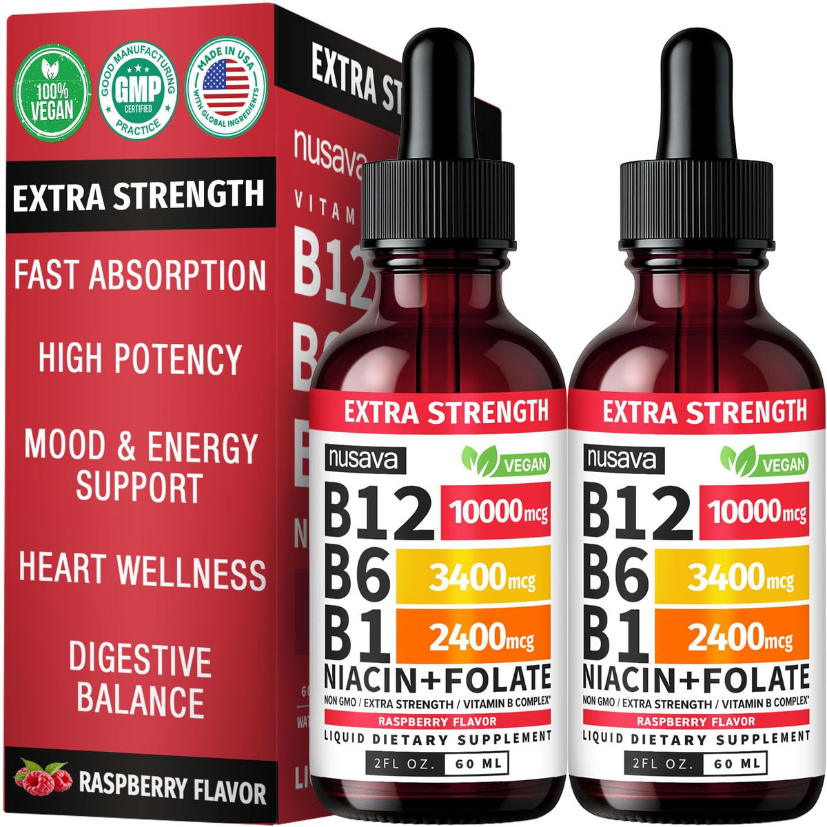 Vitamin B12 Sublingual Liquid - Extra Strength B Complex with Methylcobalamin