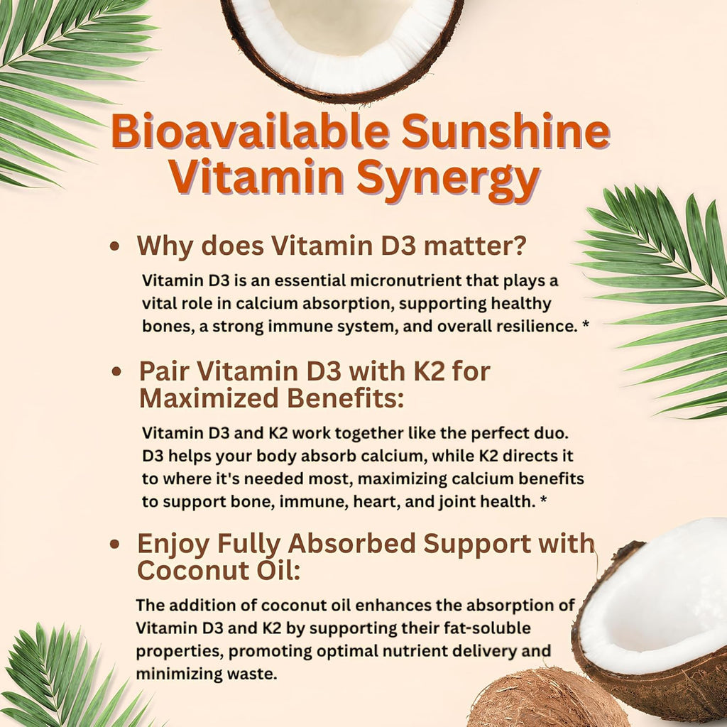Micro Ingredients Vitamin D3 + K2 Softgels with Coconut Oil

