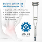 BodyMed Aluminum Crutches – Height Adjustable, Pair

