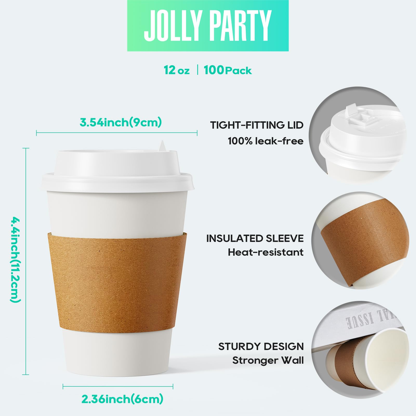 Disposable Paper Cups with Lids, Sleeves & Stirrers

