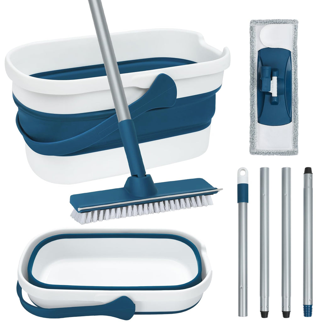 Mop and Bucket Set with Microfiber Mop and Scrub Brush

