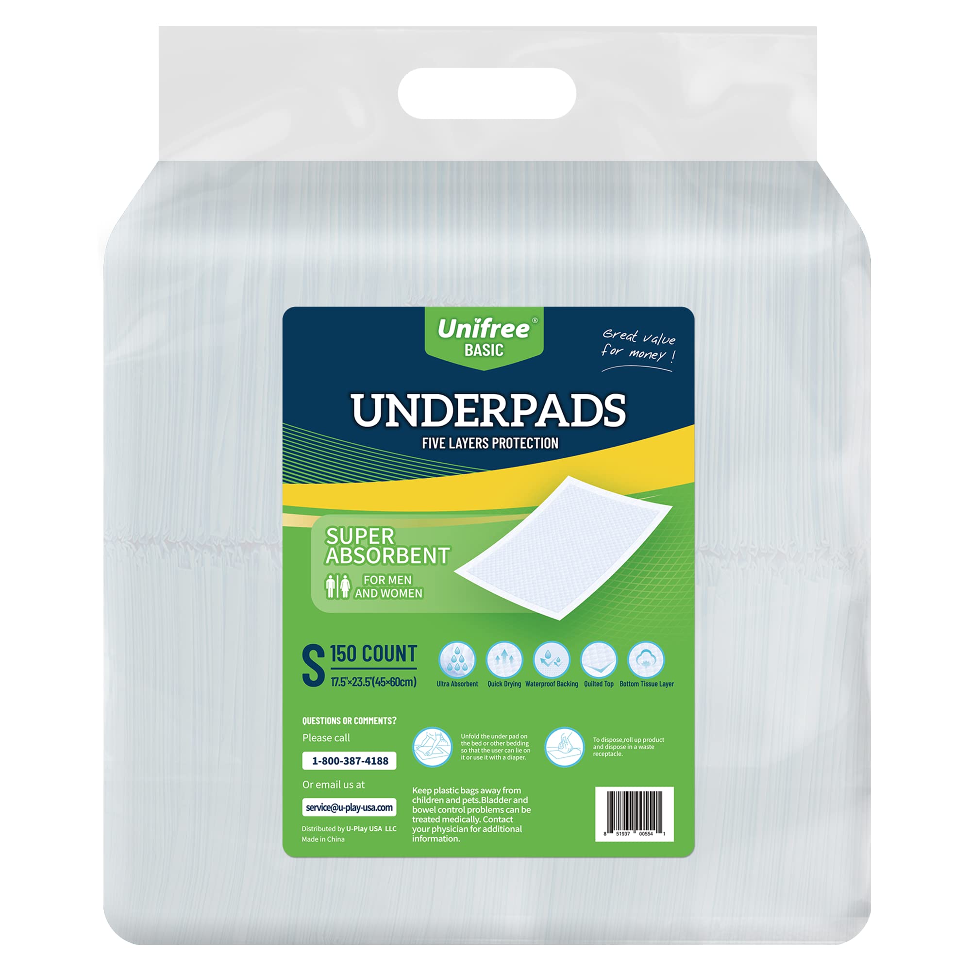 Unifree Disposable Underpads: Soft, Super Absorbent Waterproof Bed Pads