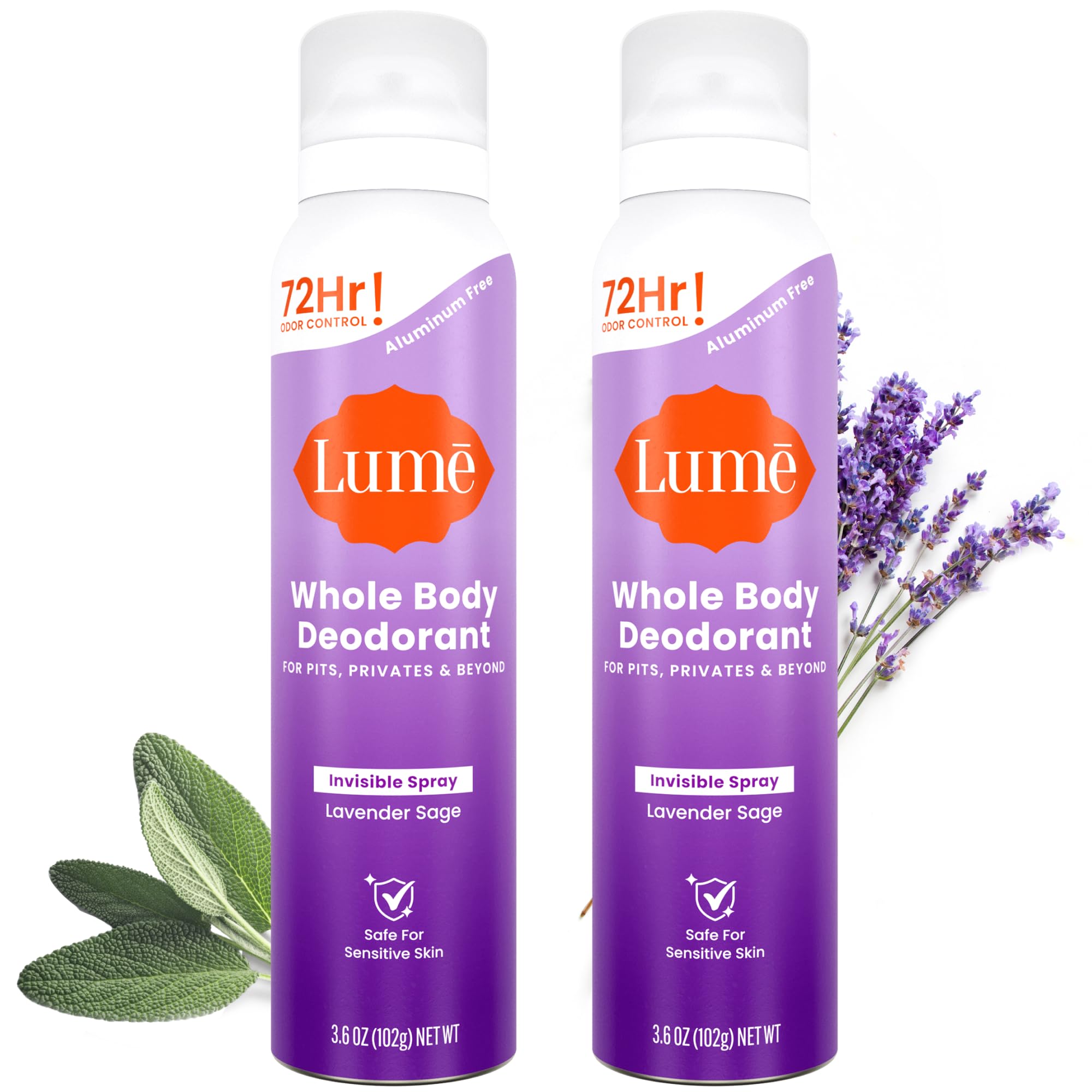 Lume Whole Body Deodorant Spray for Women – 72 Hr Odor Control – Aluminum & Baking Soda Free