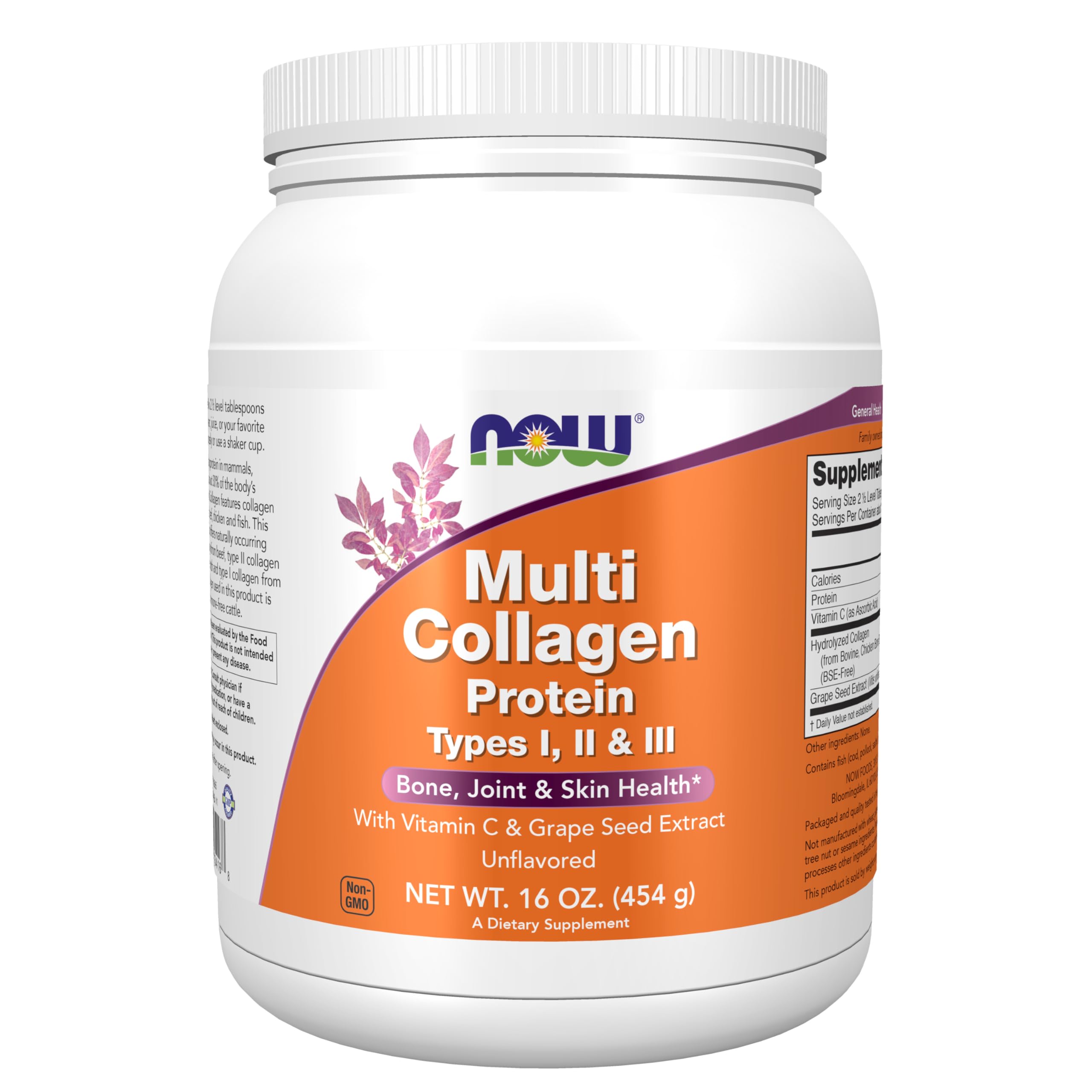 NOW Foods Collagen Powder - Skin Joint Bone Health

