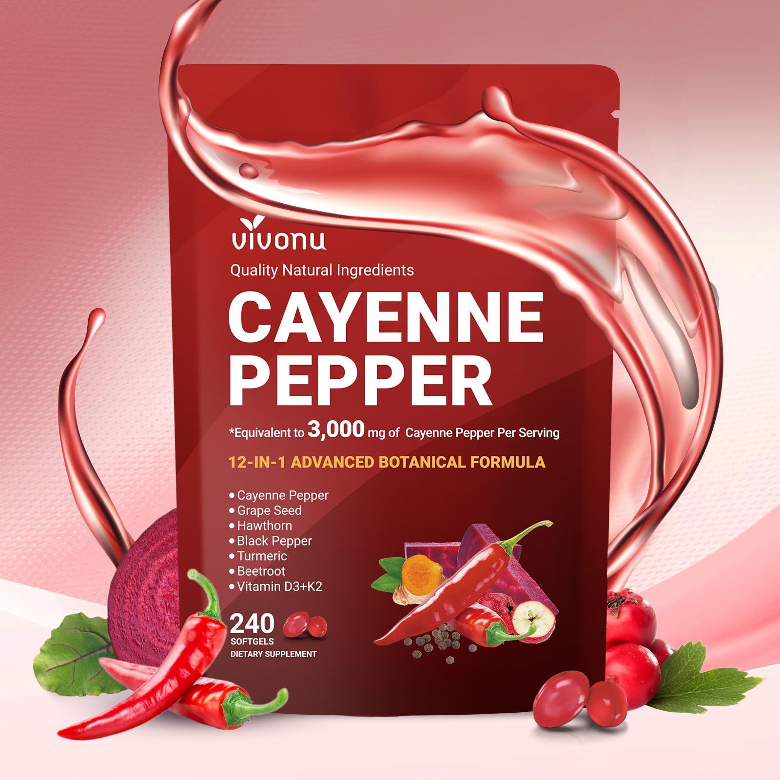 VivoNu Cayenne Pepper Gel Capsules for Daily Wellness


