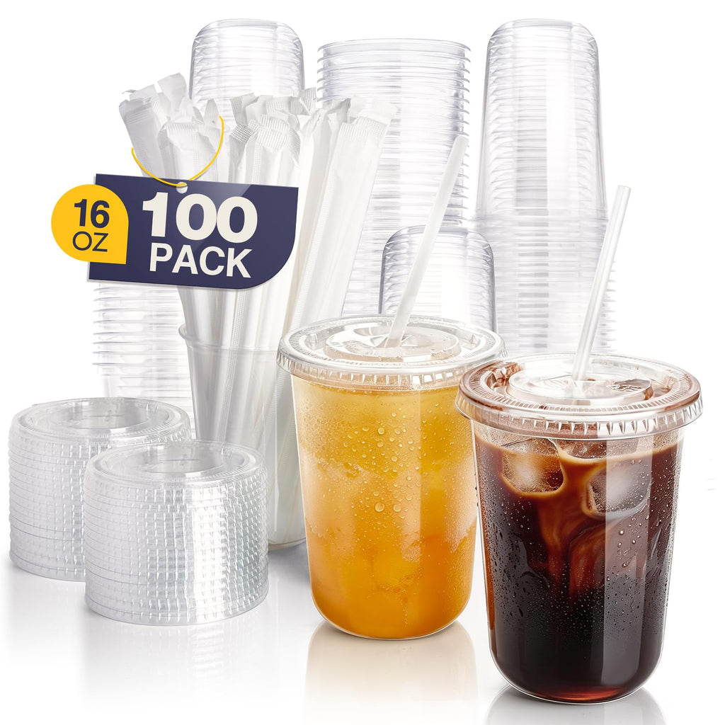 Clear Plastic Cups with Lids & Straws – BPA-Free

