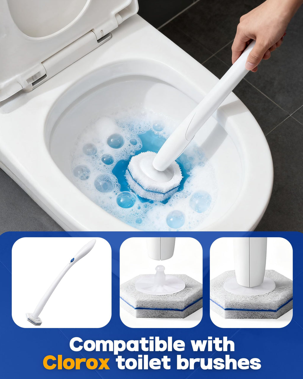 Clorox Toilet Brush Refills with Snap-On Wand

