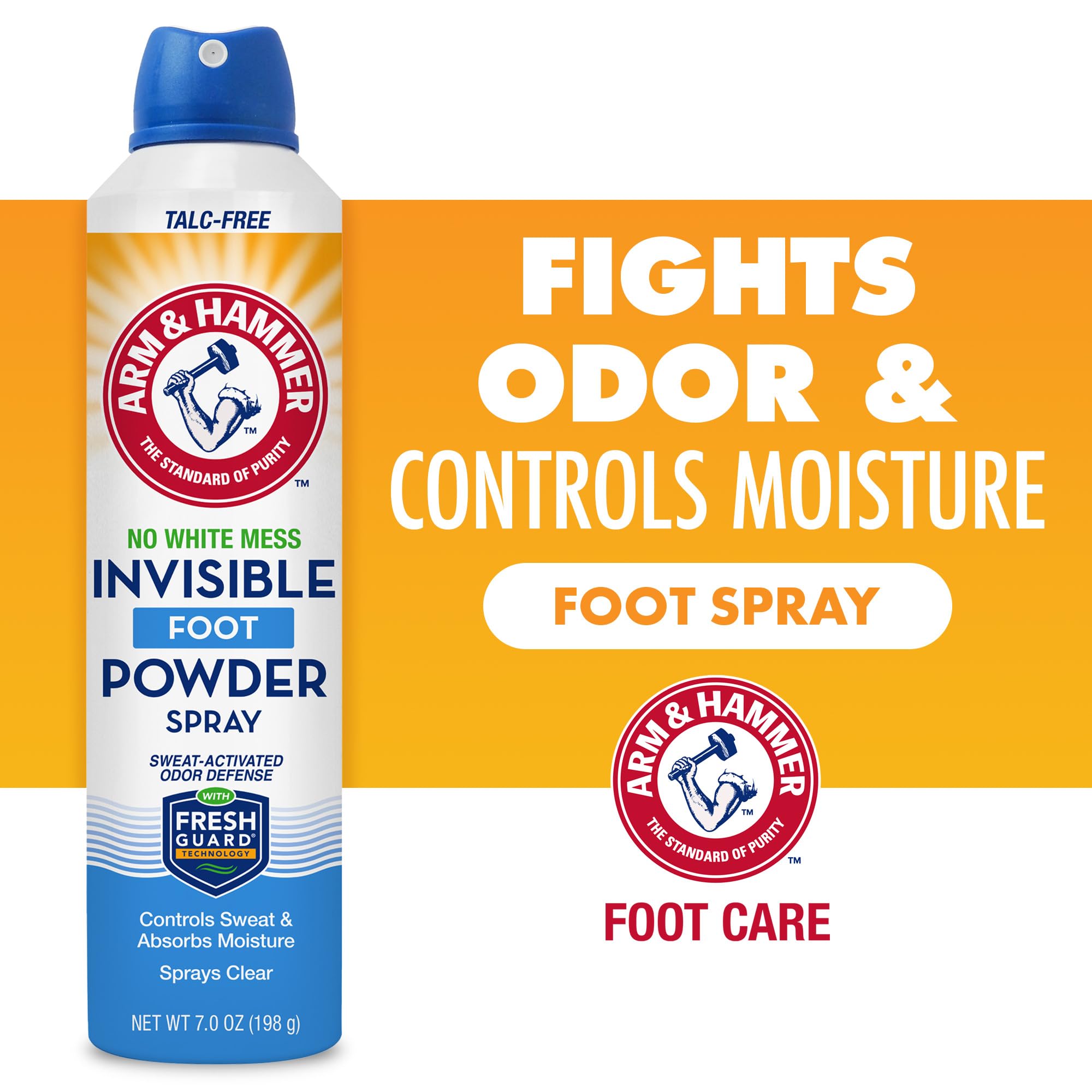 Arm & Hammer Invisible Foot Powder Spray - Talc-Free Odor

