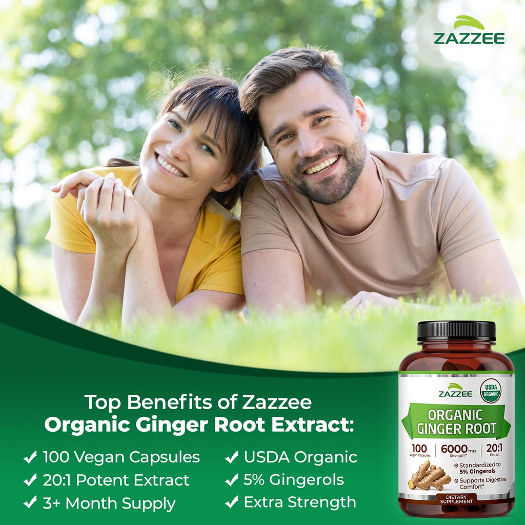 Zazzee Organic Ginger Root Extract - Digestive Support

