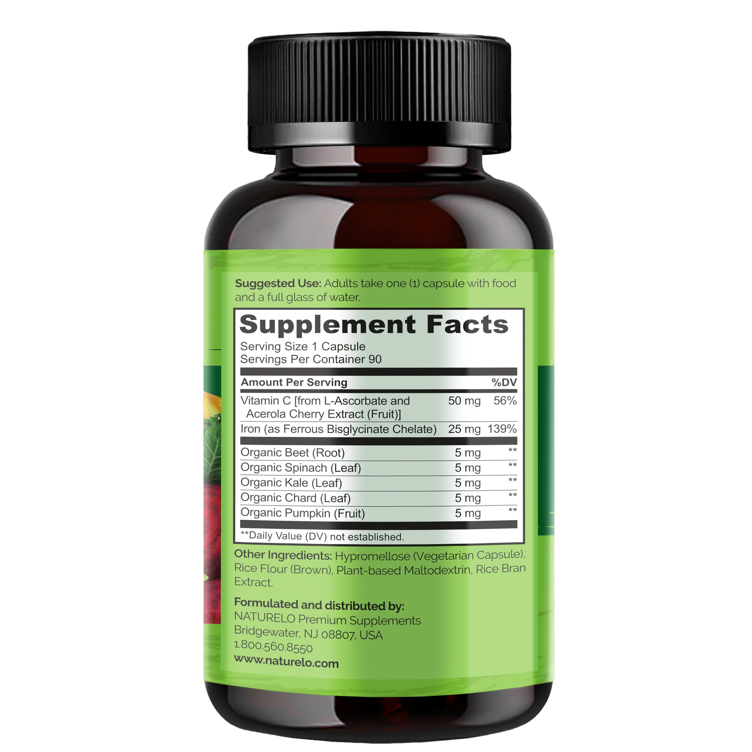 Naturelo Vegan Iron Supplement with Vitamin C

