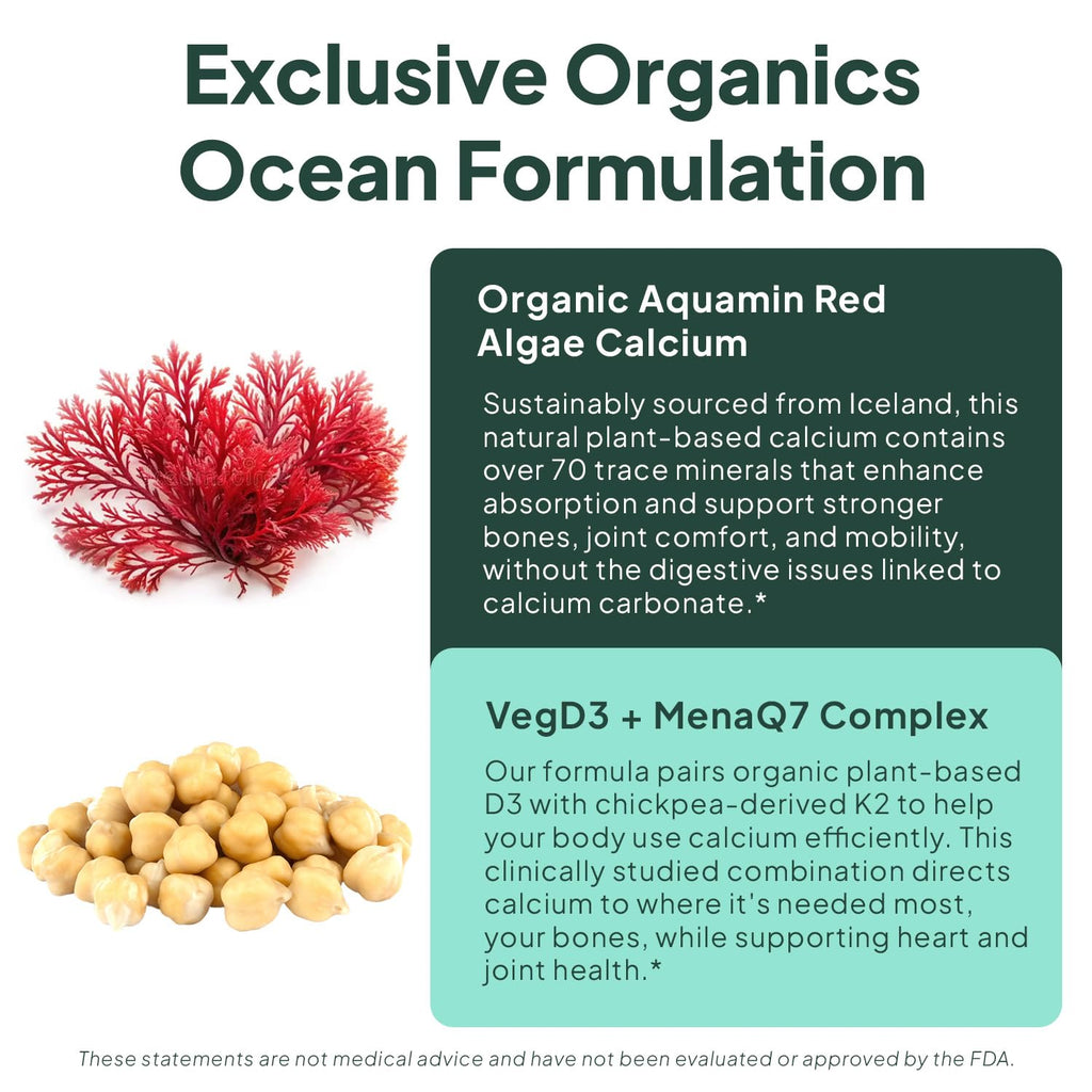 Calcium by Organics Ocean: Organic Red Algae with D3 & K2


