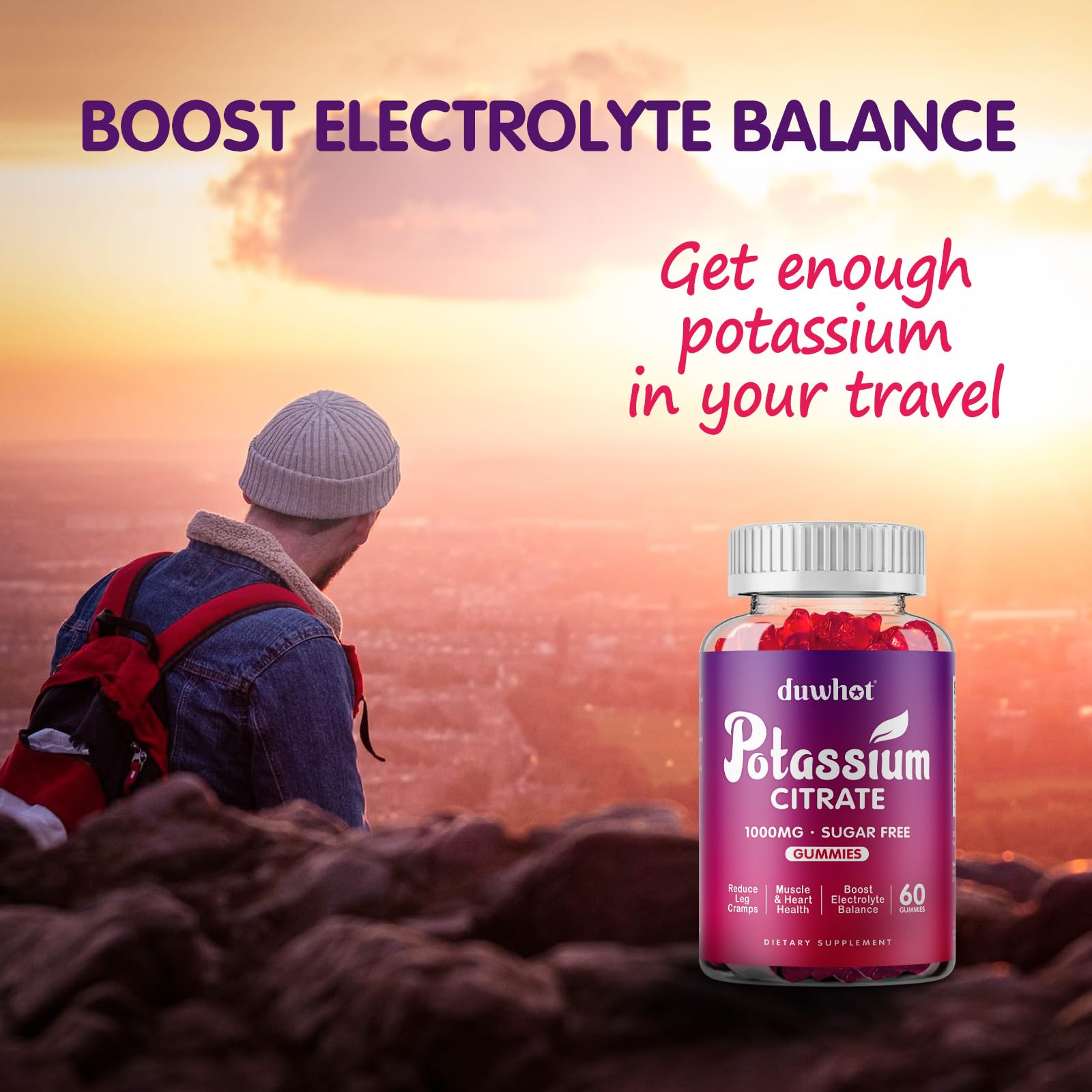 duwhot Potassium Citrate Gummies for Adults | Muscle Health

