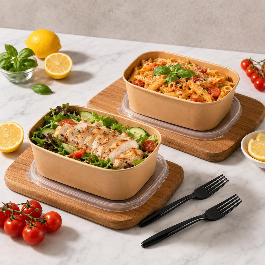 Disposable Paper Bowls with Lids and Forks | DI QIU REN

