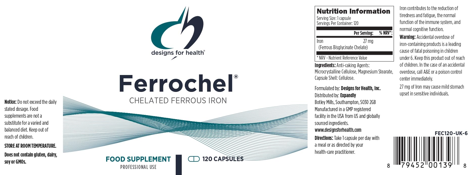 Ferrochel Chelated Iron Supplement by Designs for Health

