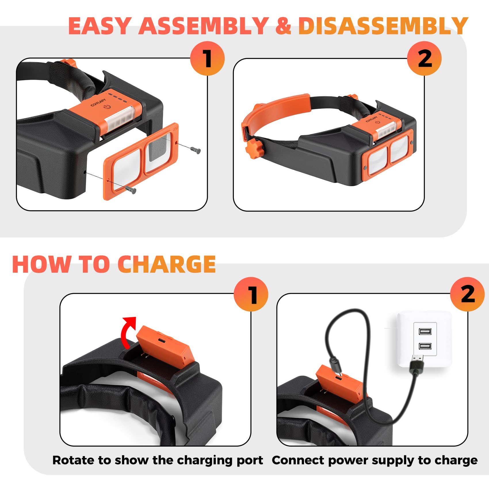 Headband Magnifier with Light - Rechargeable LED Loupe for Close Work


