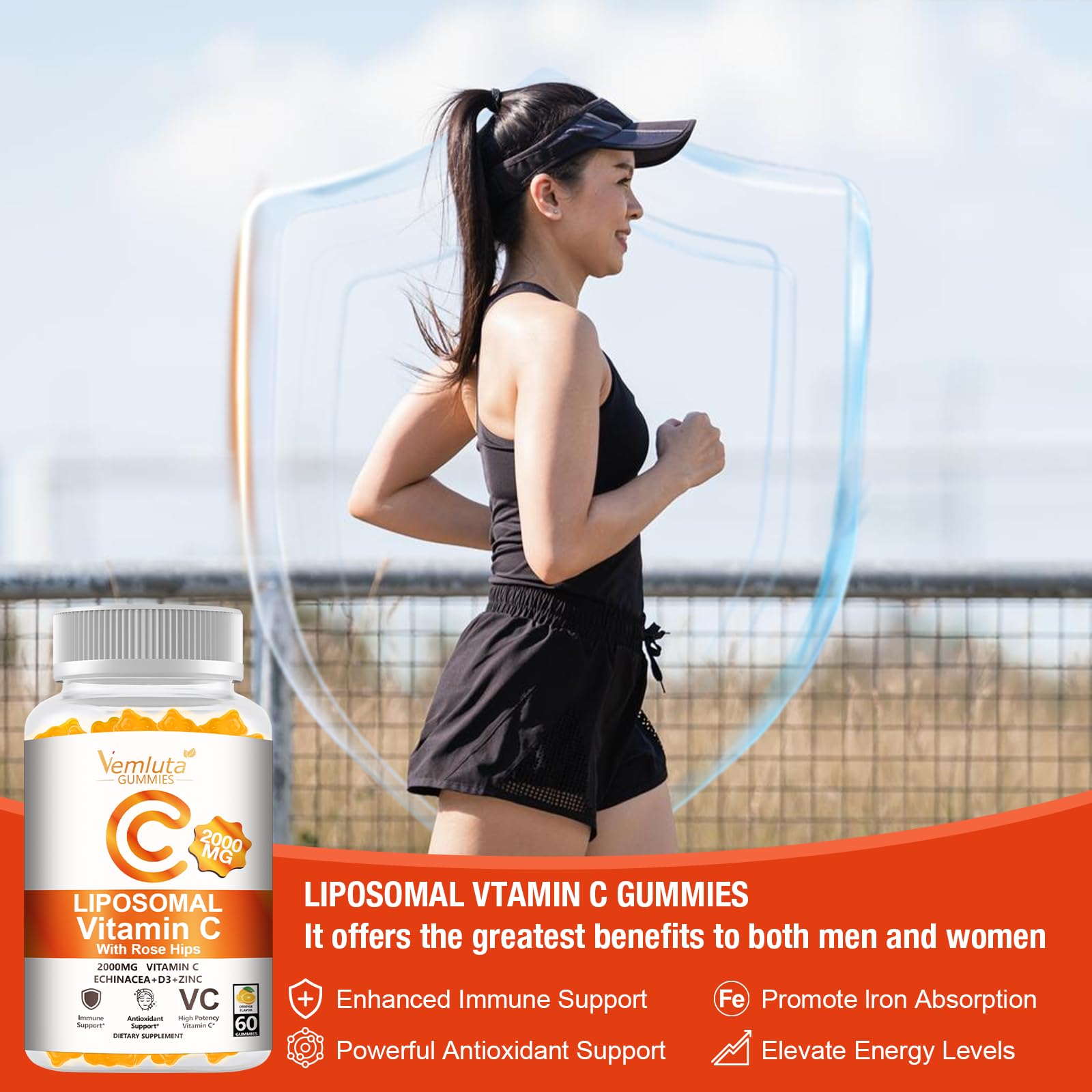 Vemluta Liposomal Vitamin C Gummies with D3 Immune Support

