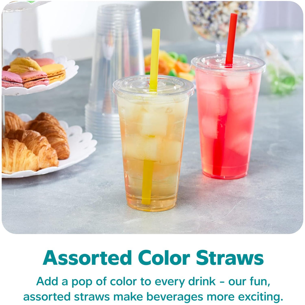 GUSTO Disposable Clear Cups with Flat Lids

