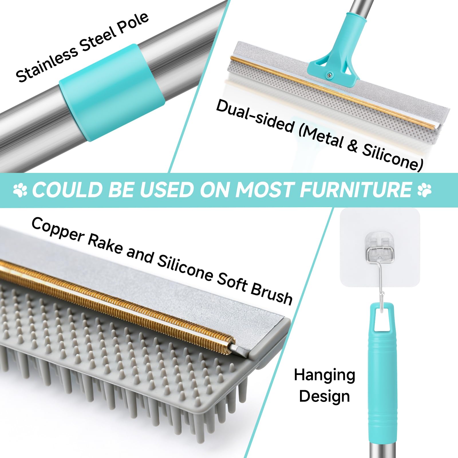 Carpet Rake for Pet Hair Removal - Dual-Action Tool

