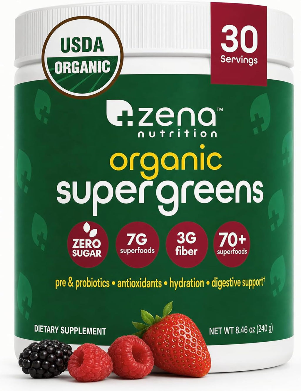Zena Nutrition Organic Super Greens Powder | 70+ Superfoods

