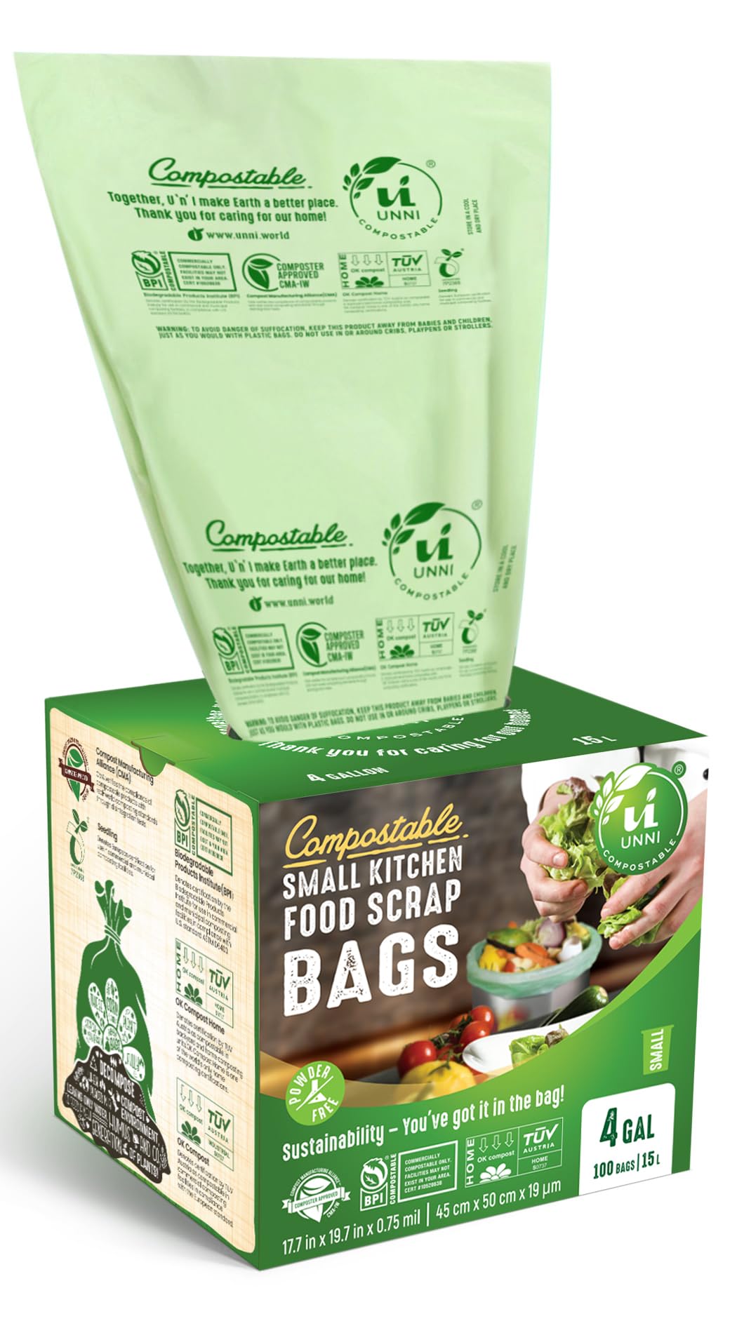 Unni Compostable Trash Bags - Extra Thick Home Liners