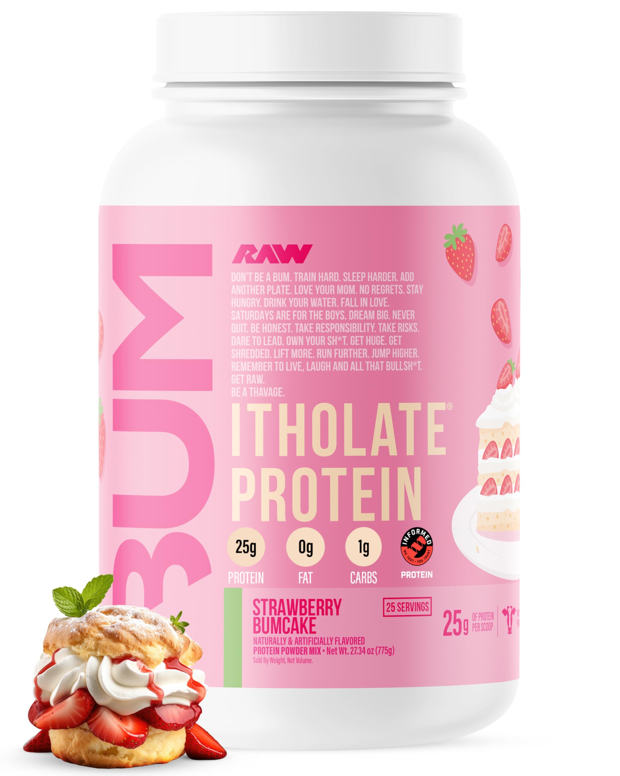 RAW Whey Isolate Protein Powder - Grass-Fed Low Fat Low Carb - 25 Servings