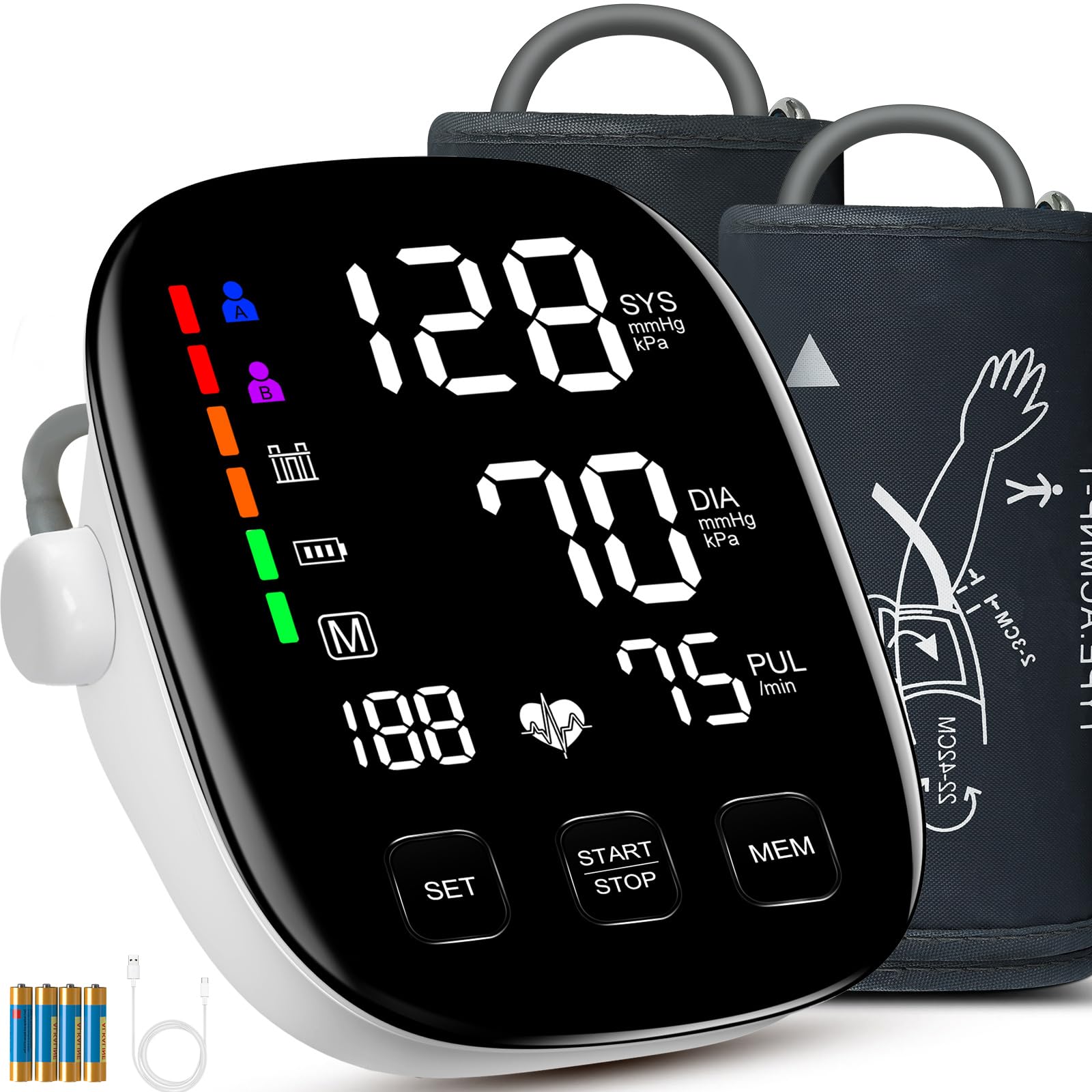 Automatic Home Blood Pressure Monitor with Adjustable Cuffs

