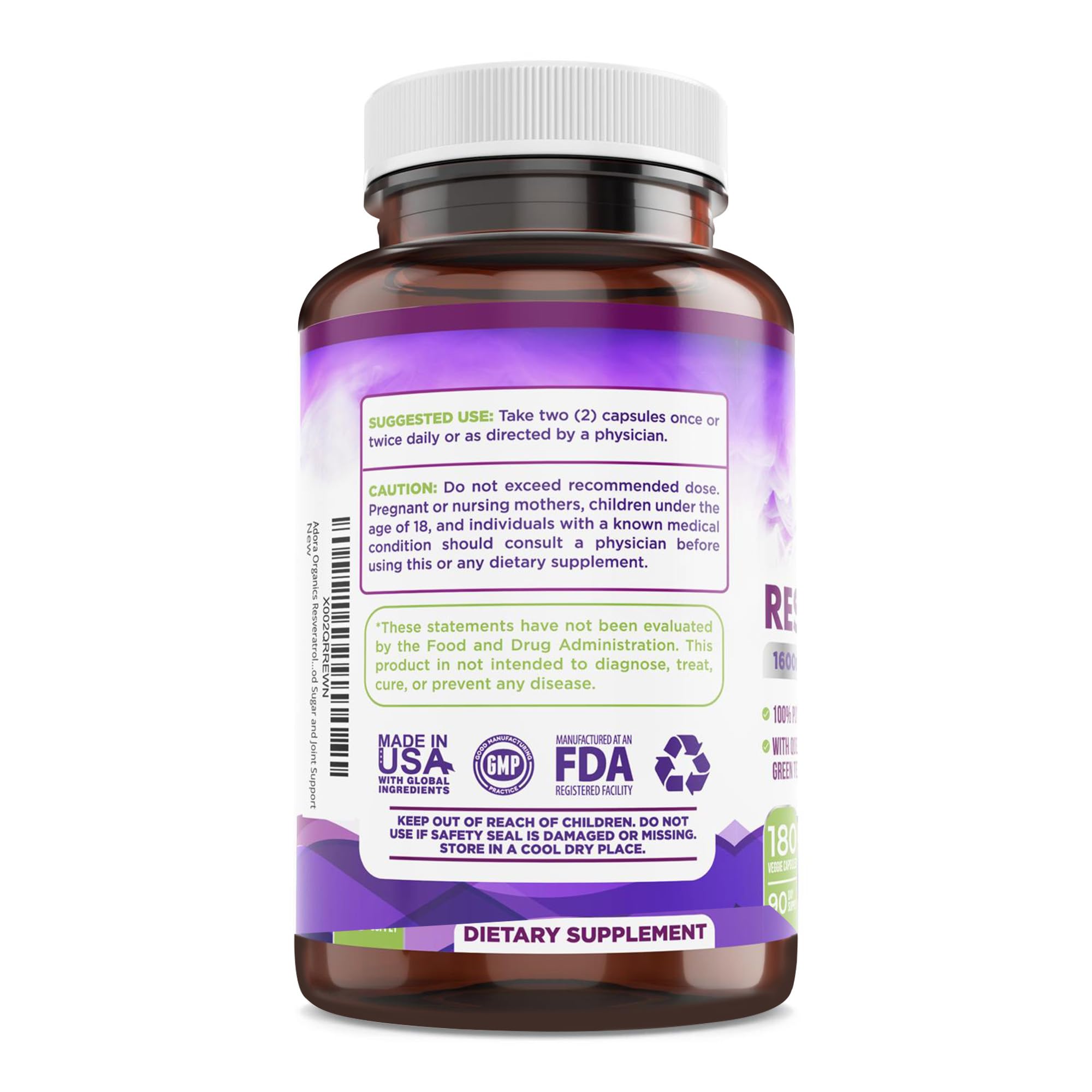 Trans-Resveratrol Antioxidant Supplement with Green Tea

