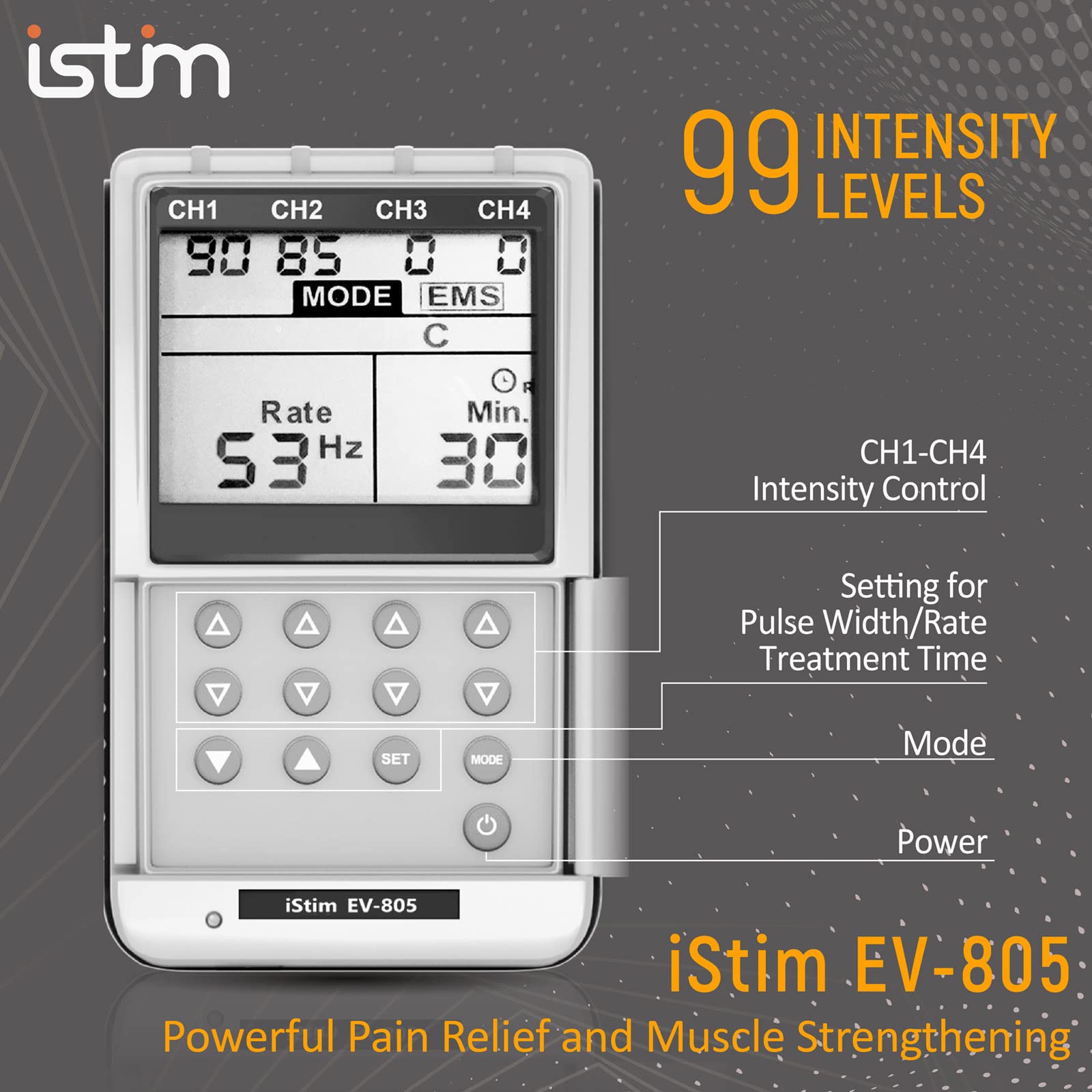 iSTIM EV-805 TENS EMS Combo Machine Rechargeable


