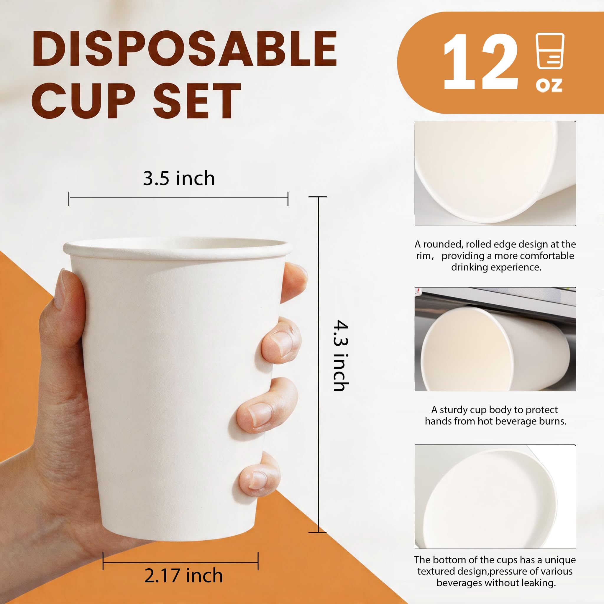 MOUMOULIFE Disposable Paper Cups | Leak-Proof & Recyclable

