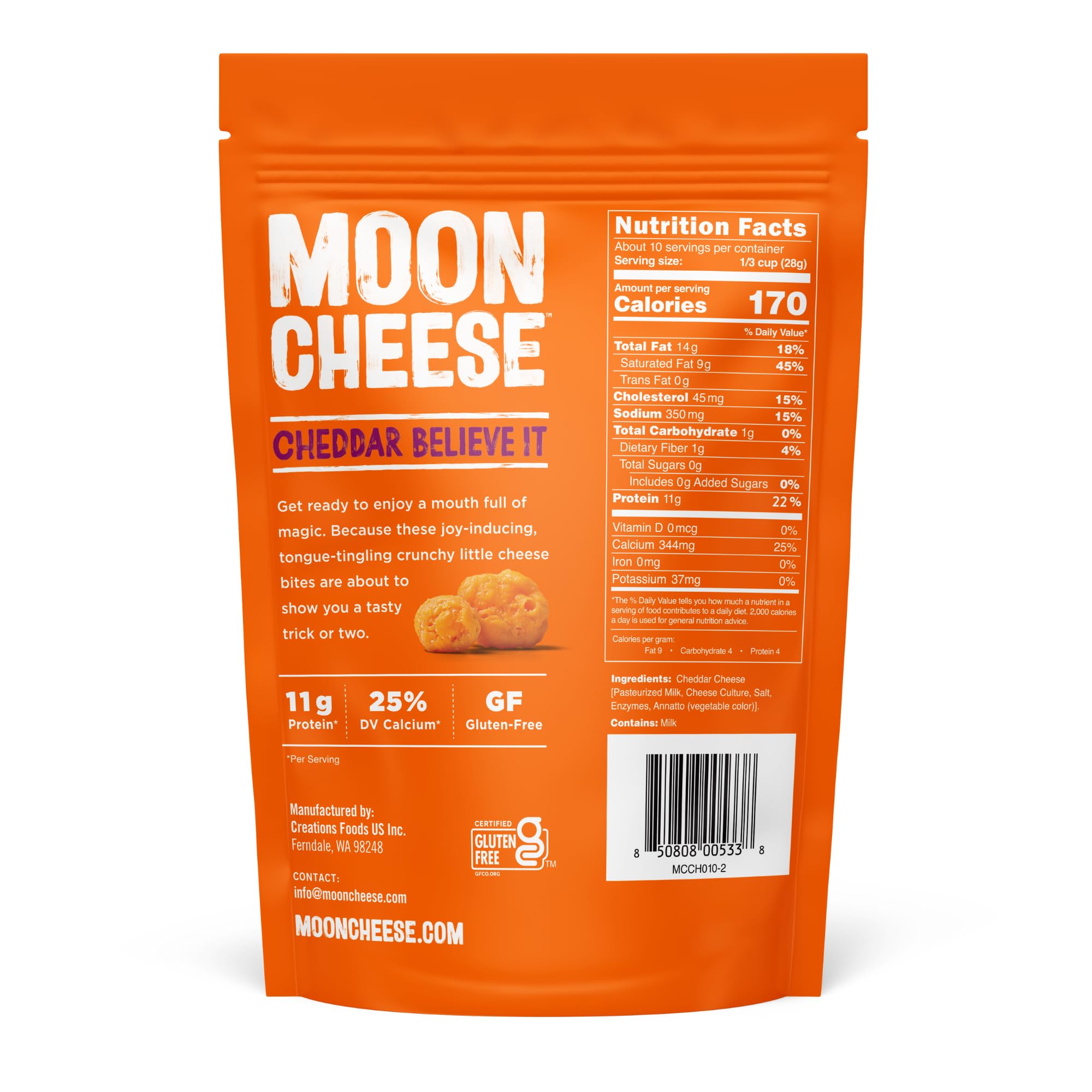 Moon Cheese Cheddar Believe It Crunchy Protein Snack

