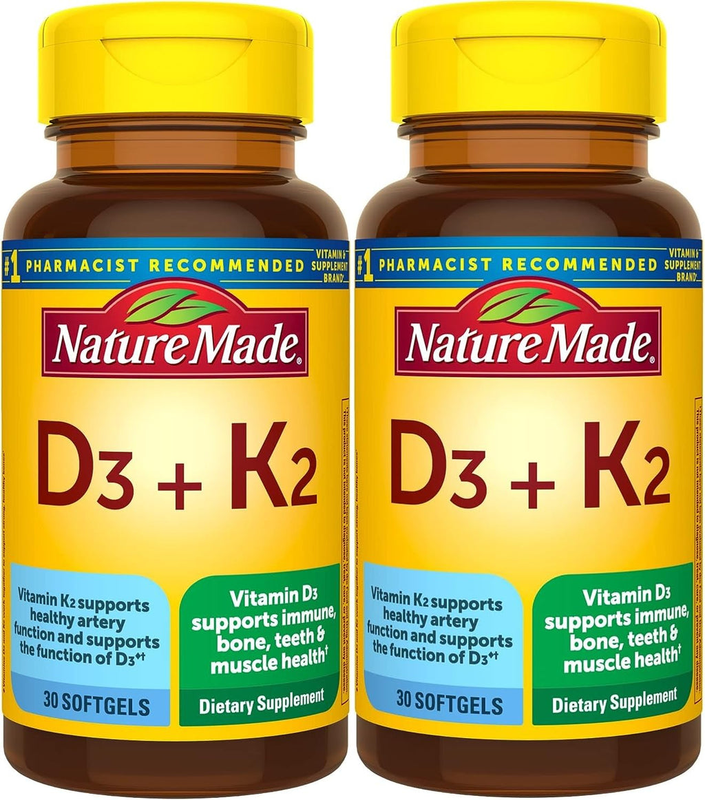 Nature Made Vitamin D3 K2 Softgels 5000 IU for Bone Health

