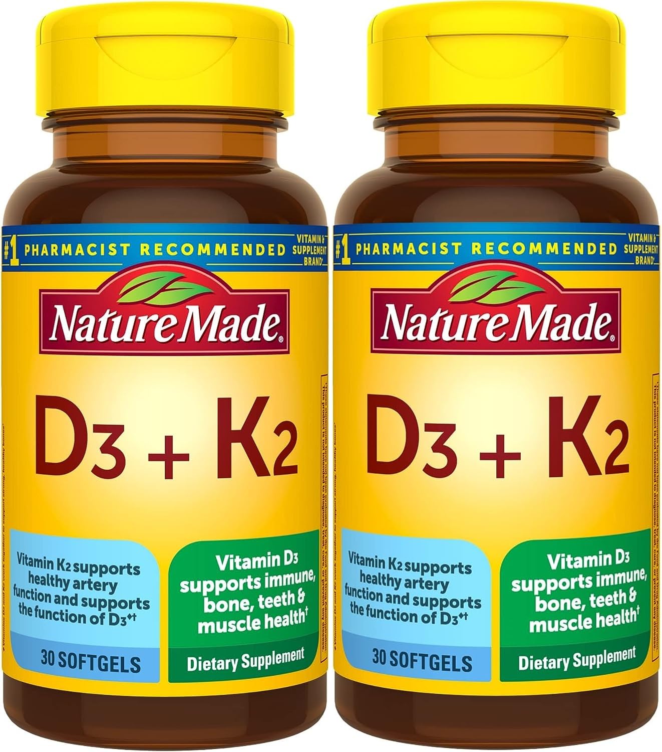 Nature Made Vitamin D3 K2 Softgels 5000 IU for Bone Health

