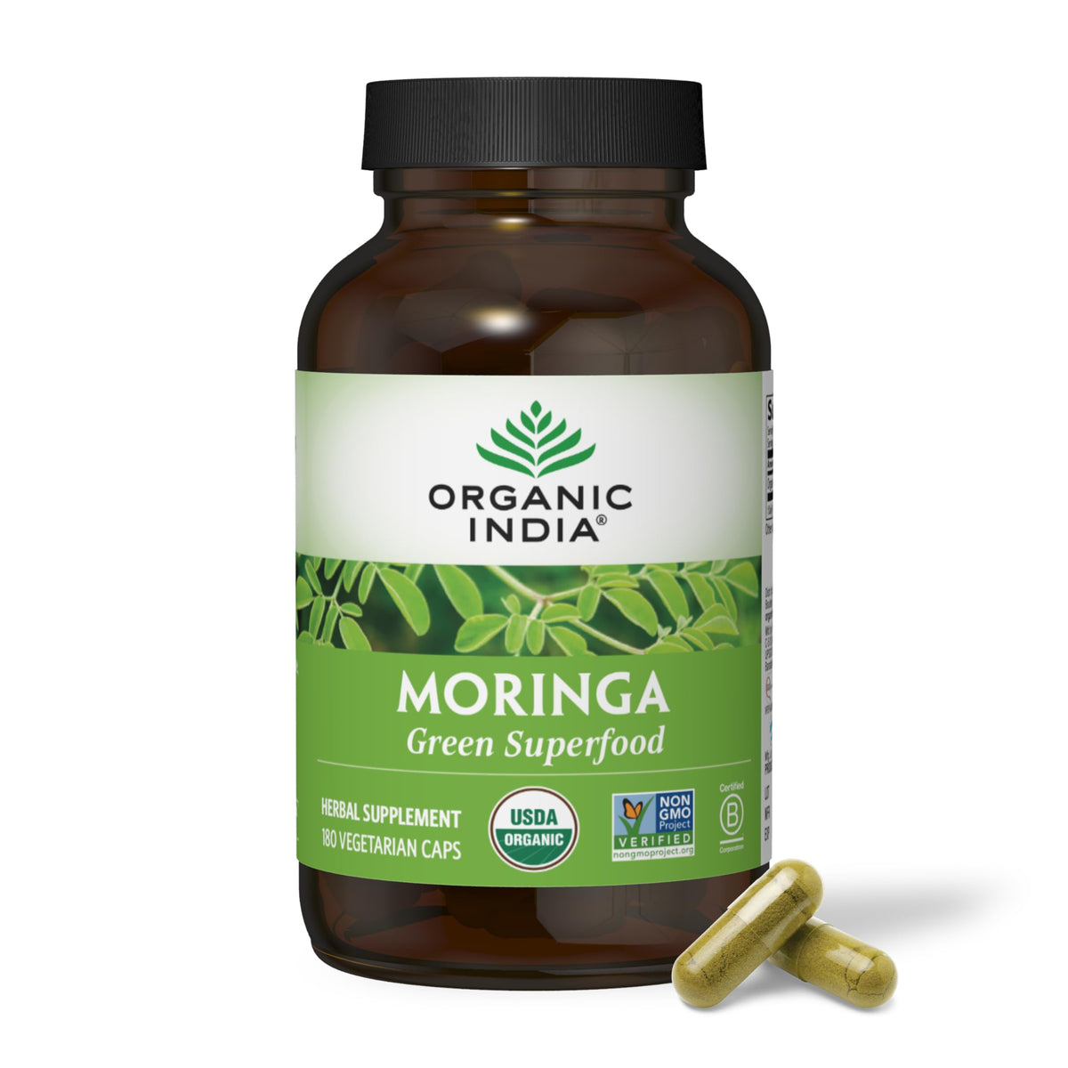 Organic India Moringa Herbal Supplement - Green Superfood, Vegan & Gluten-Free